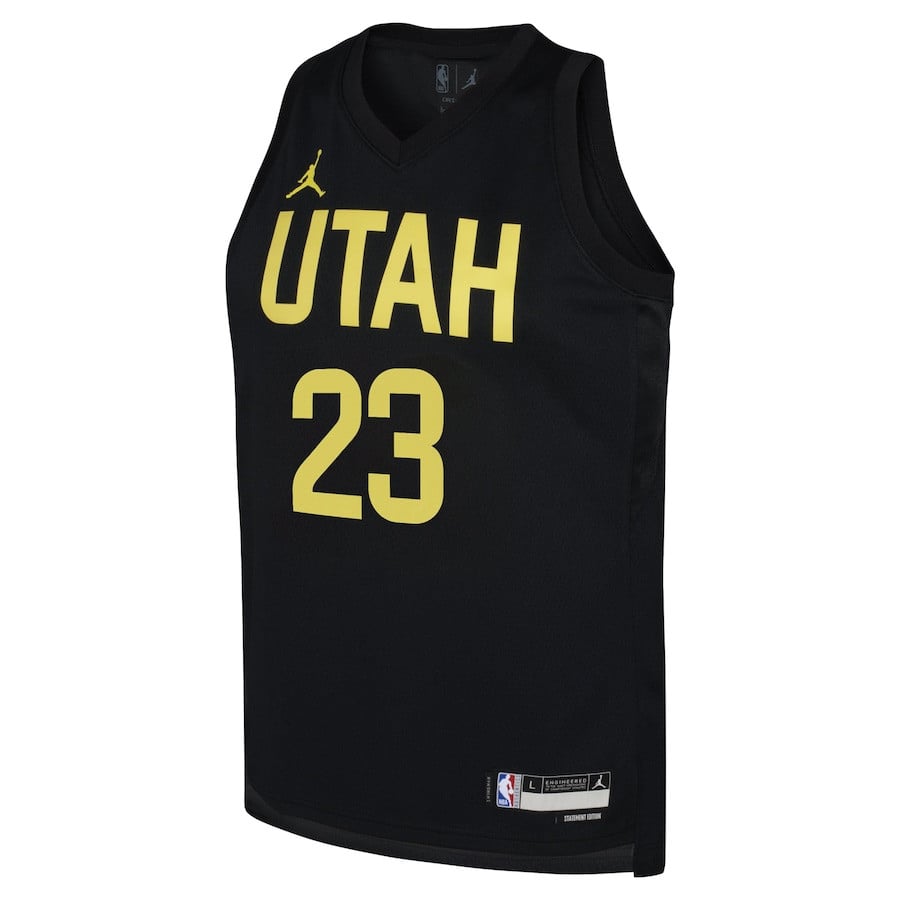 Alternative view of Lauri Markkanen 23 Utah Jazz Youth Swingman Player Jersey - Statement Edition - Black - JS745 