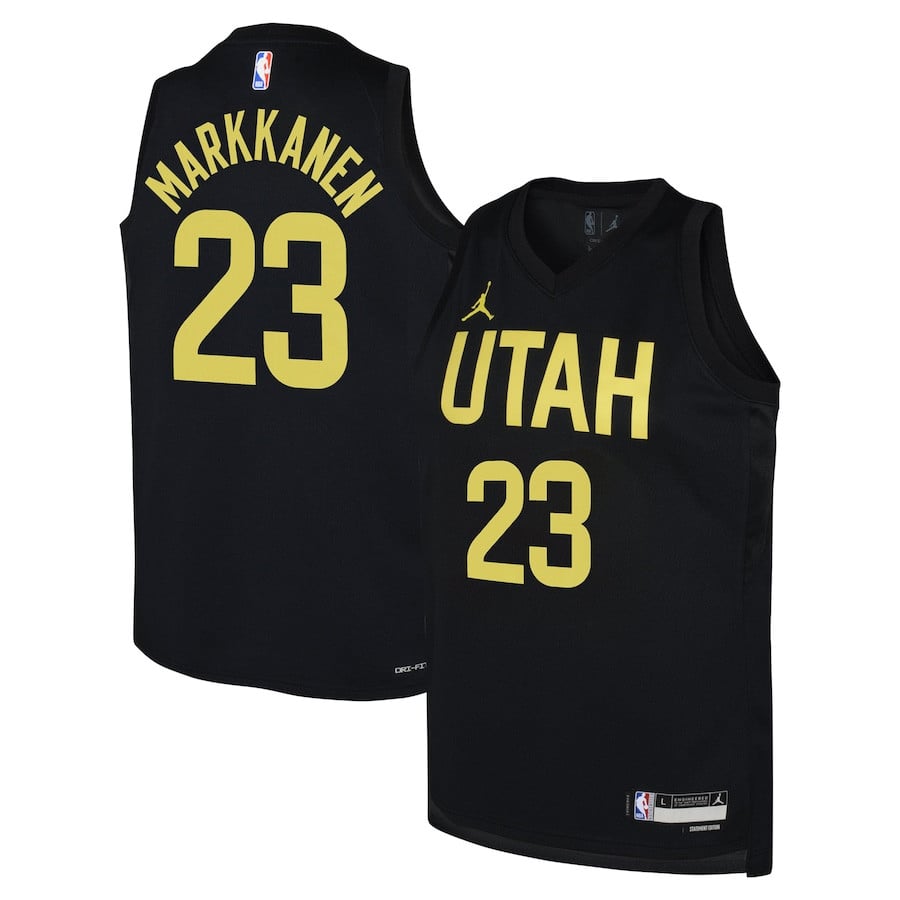 Lauri Markkanen 23 Utah Jazz Youth Swingman Player Basketball Jersey - Statement Edition - Black - JS745 
