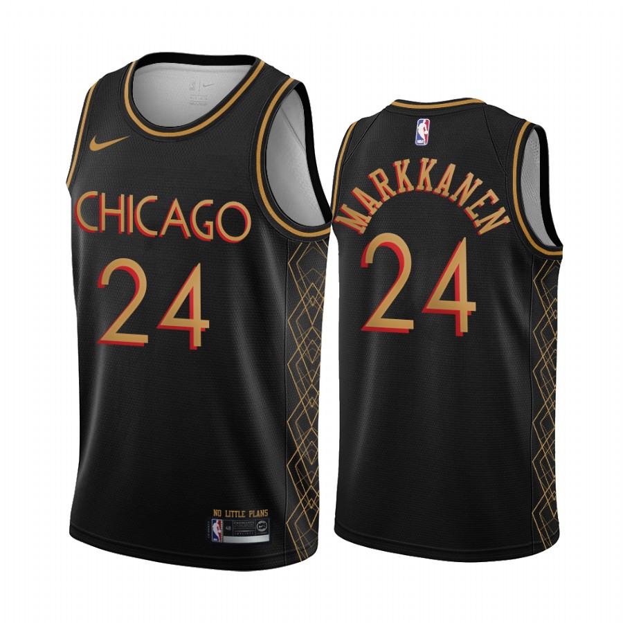 Lauri Markkanen Chicago Bulls Black Motor City Edition No Little Plans 2020-21 Basketball Jersey