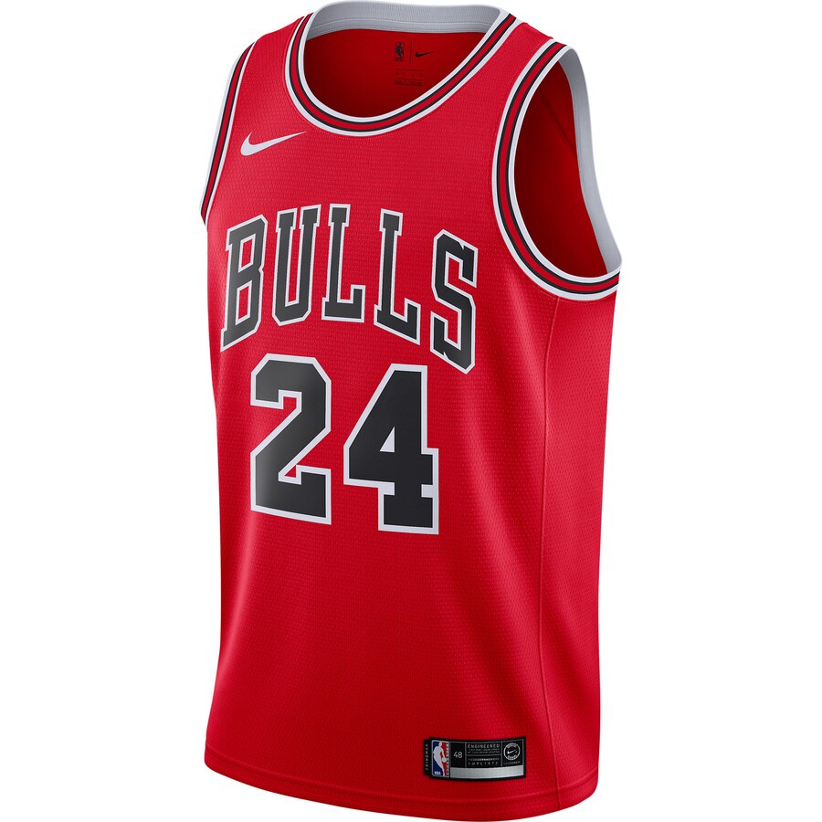 Alternative view of Lauri Markkanen Chicago Bulls Replica Swingman Basketball Jersey - Icon Edition - Red