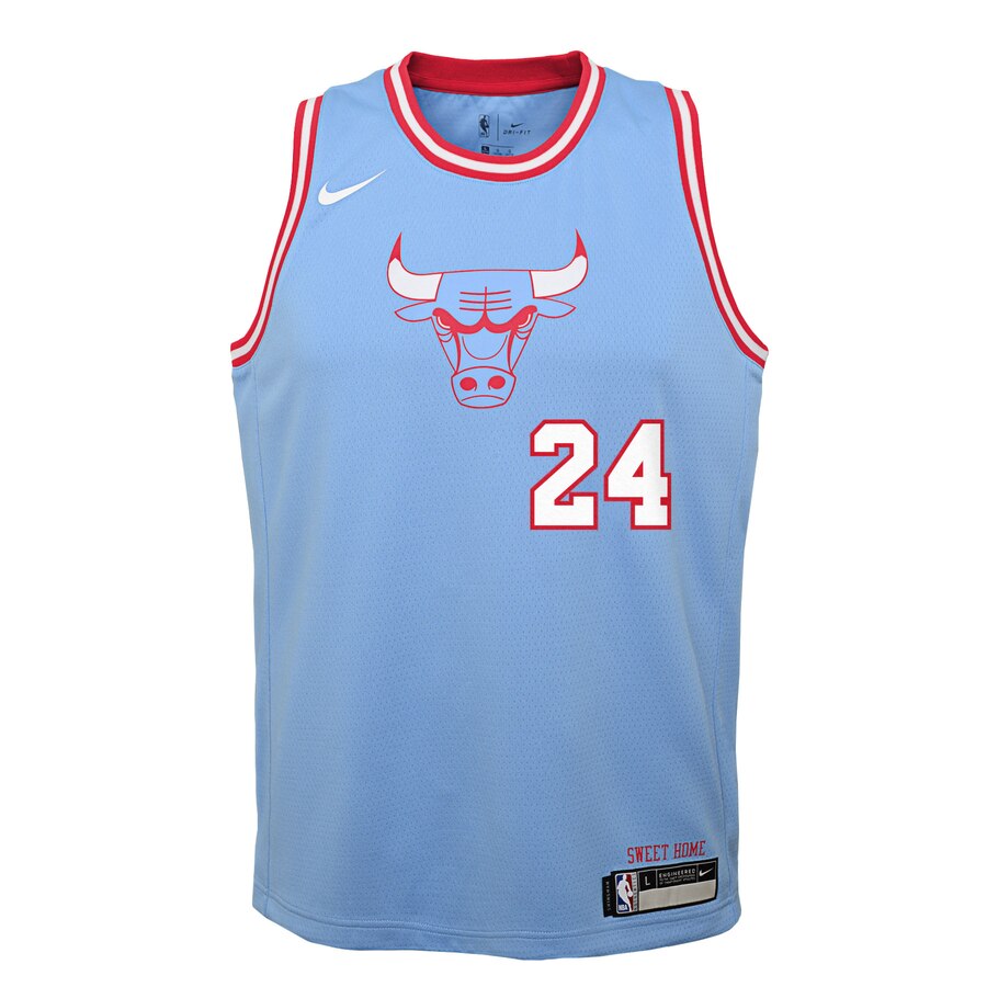 Alternative view of Lauri Markkanen Chicago Bulls Youth Swingman Basketball Jersey Blue - City Edition
