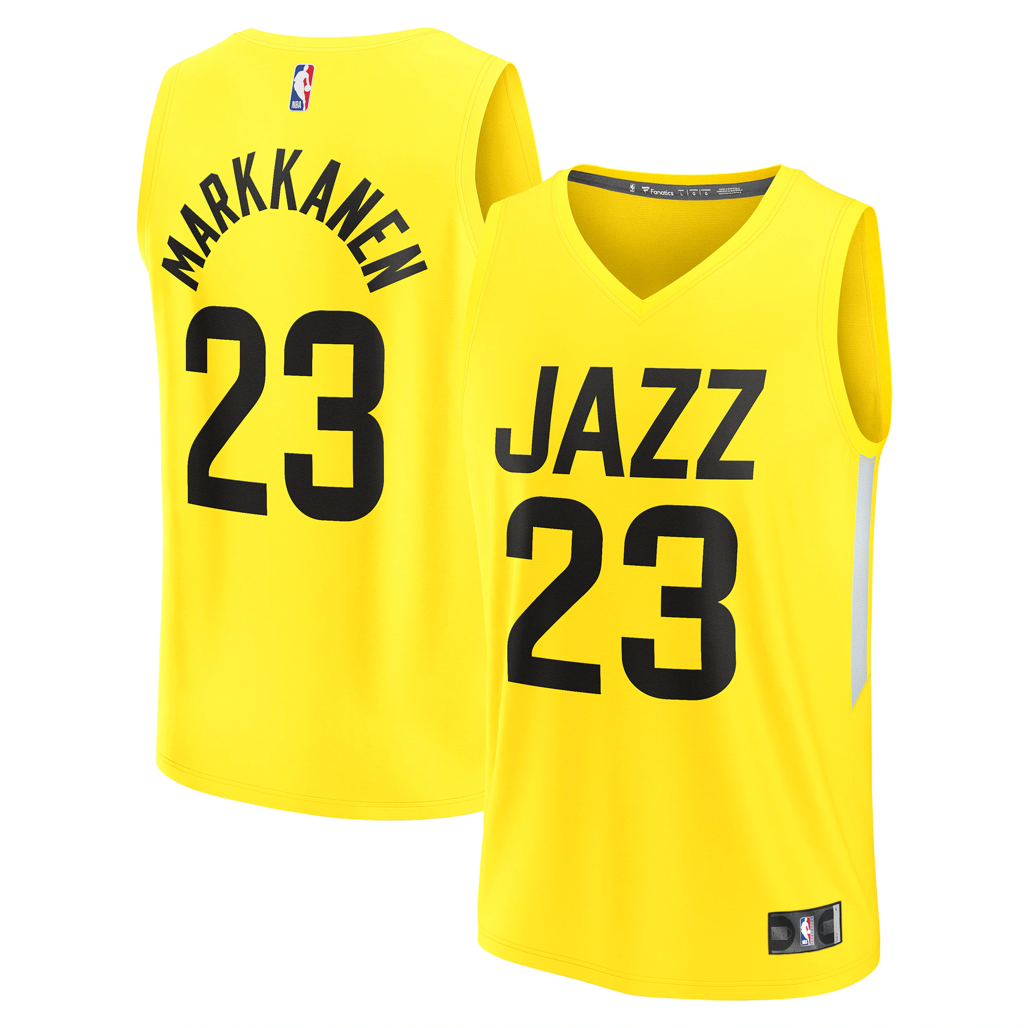 Alternative view of Lauri Markkanen Utah Jazz Fanatics Branded 2022/23 Fast Break Replica Player Basketball Jersey - Icon Edition - Yellow