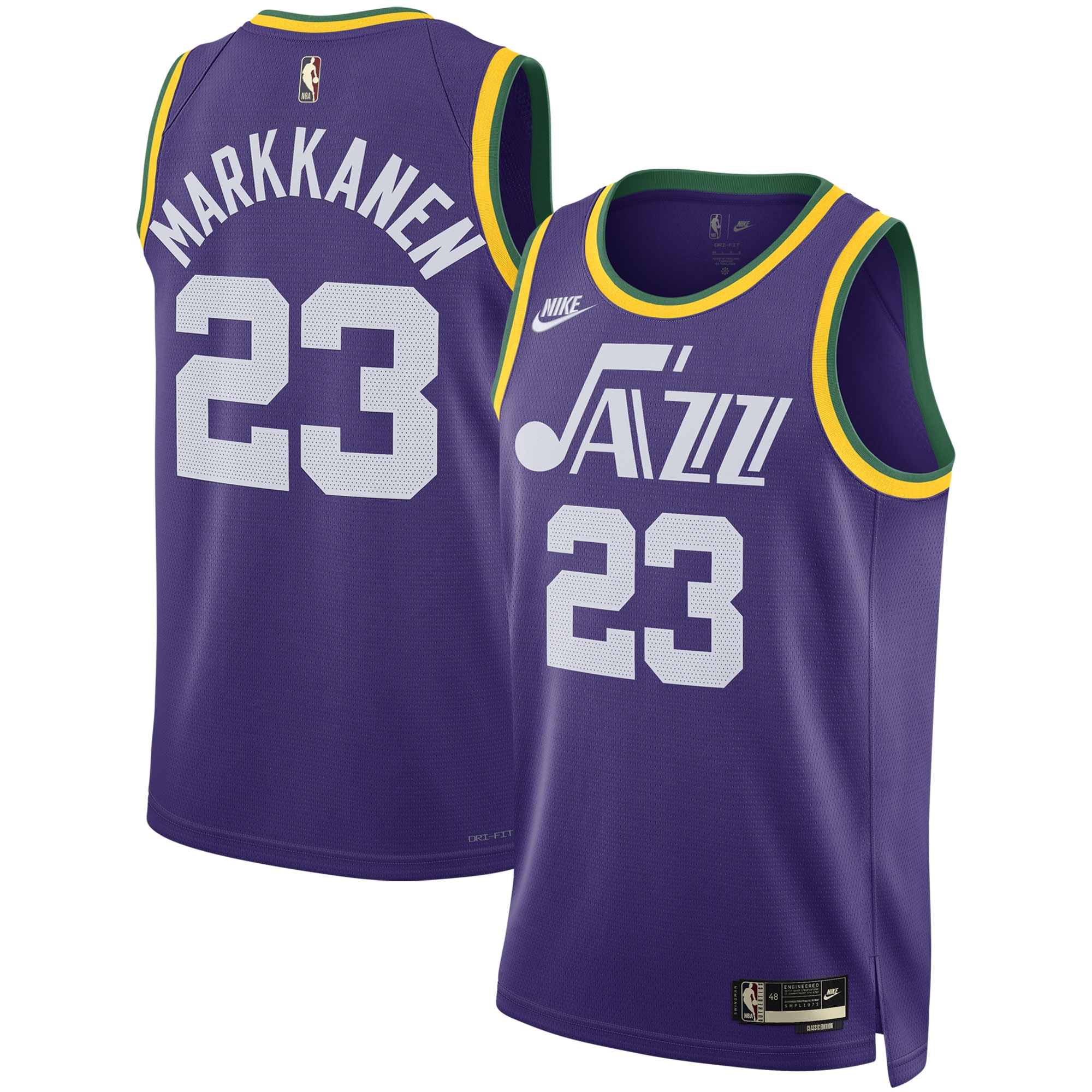 Lauri Markkanen Utah Jazz Unisex 2023/24 Swingman Replica Basketball Jersey - Classic Edition - Purple