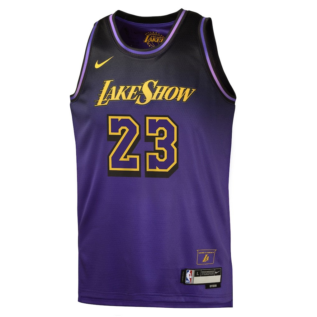 Alternative view of LeBron James 23 Los Angeles Lakers 2024/25 Swingman Player YOUTH Basketball Jersey - City Edition - Purple - JS653 