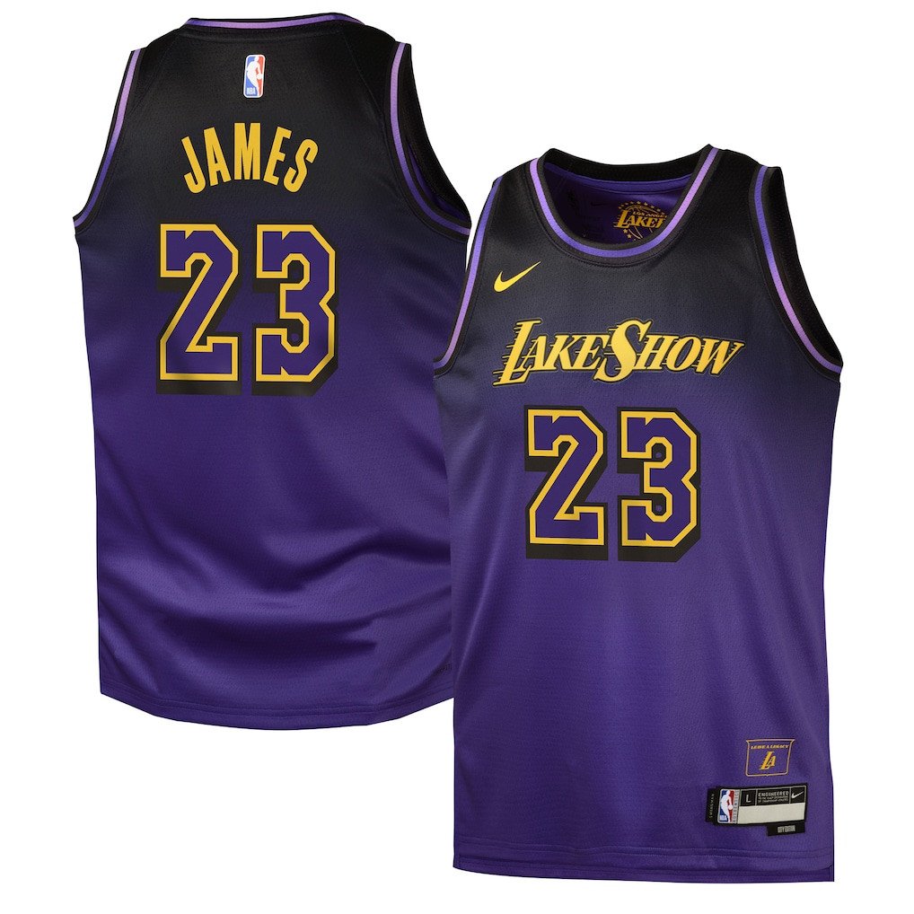 LeBron James 23 Los Angeles Lakers 2024/25 Swingman Player YOUTH Basketball Jersey - City Edition - Purple - JS653 