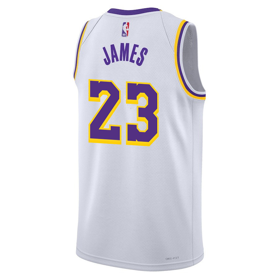 Alternative view of Lebron James 23 Los Angeles Lakers Association Edition Swingman Men Basketball Jersey - White - JS584 