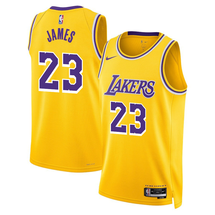 Lebron James 23 Los Angeles Lakers Icon Edition Swingman Men Basketball Jersey - Gold - JS976 