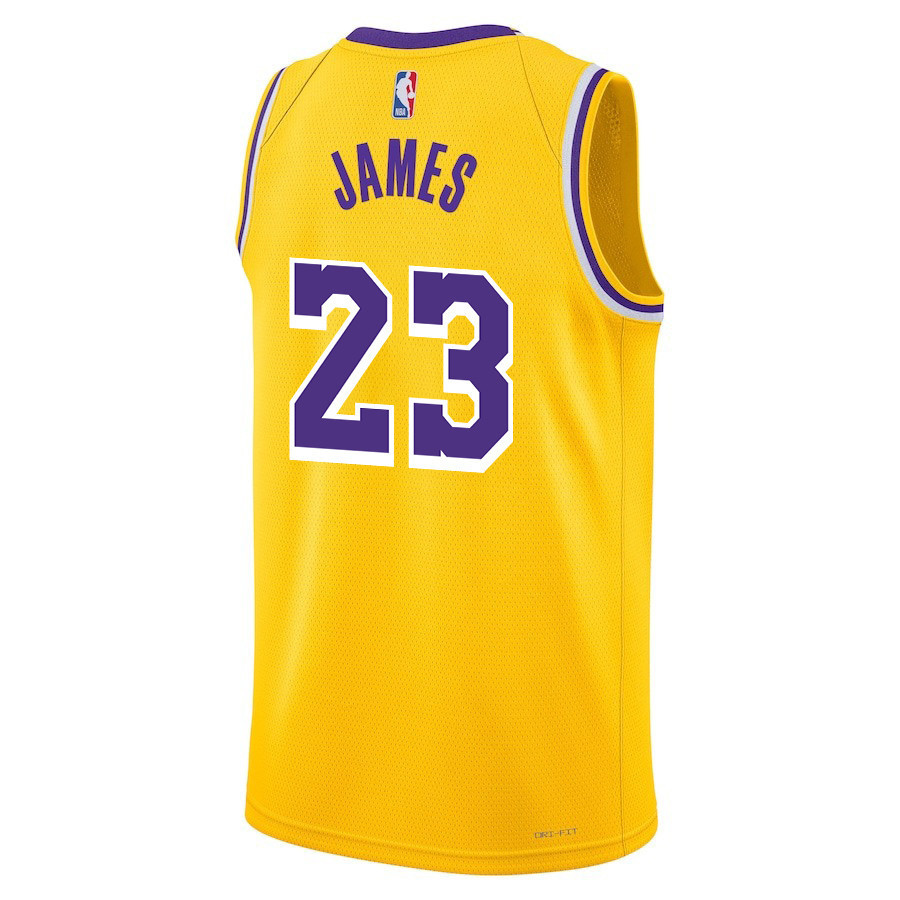 Alternative view of Lebron James 23 Los Angeles Lakers Icon Edition Swingman Men Basketball Jersey - Gold - JS976 