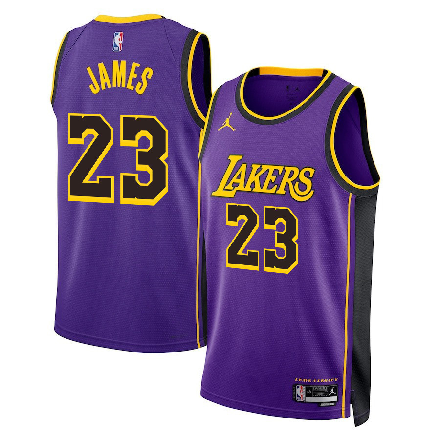 Lebron James 23 Los Angeles Lakers Statement Edition Swingman Men Basketball Jersey - Purple - JS812 