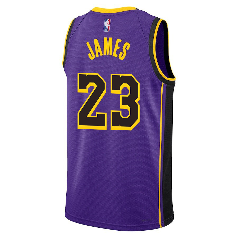 Alternative view of Lebron James 23 Los Angeles Lakers Statement Edition Swingman Men Basketball Jersey - Purple - JS812 