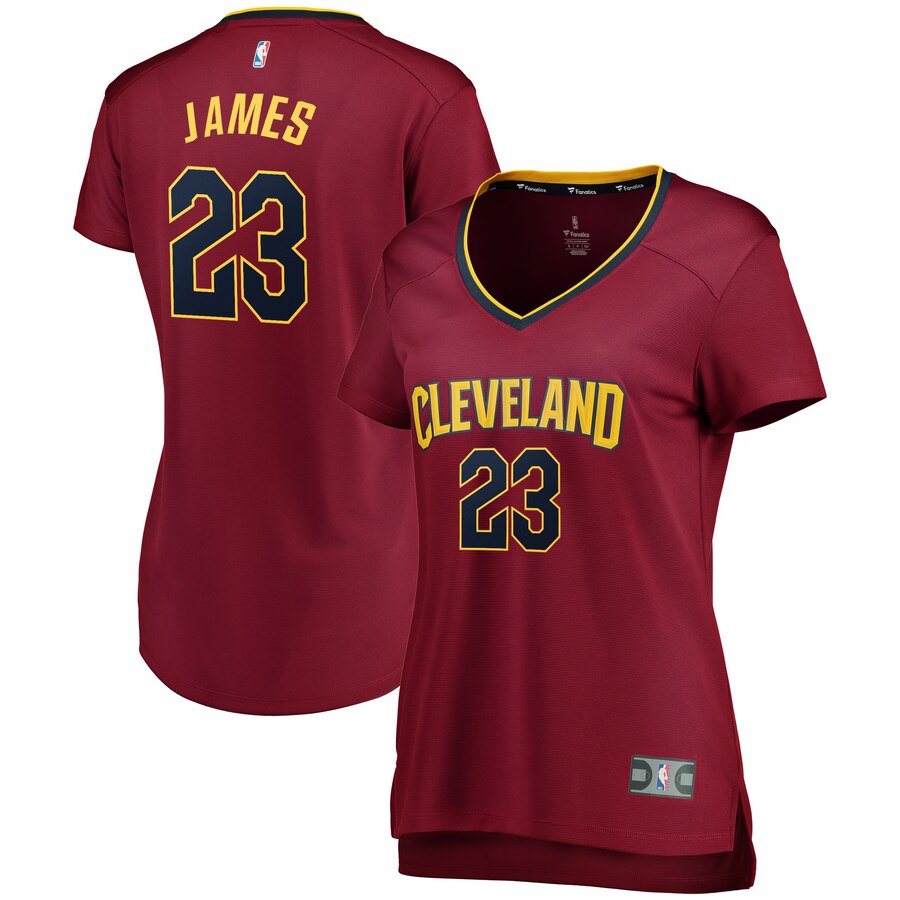 Lebron James Cleveland Cavaliers Fanatics Branded Women's Fast Break Iconic Edition Basketball Jersey - Wine