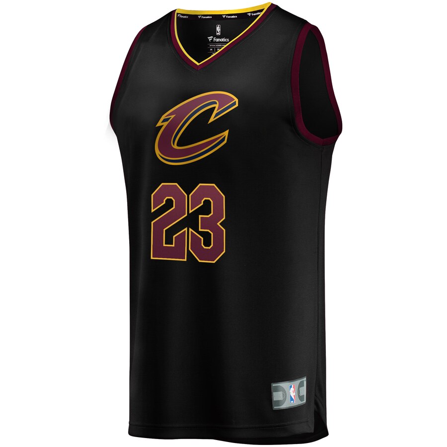 Alternative view of Lebron James Cleveland Cavaliers Fanatics Branded Youth Fast Break Team Replica Player Basketball Jersey - Statement Edition - Black