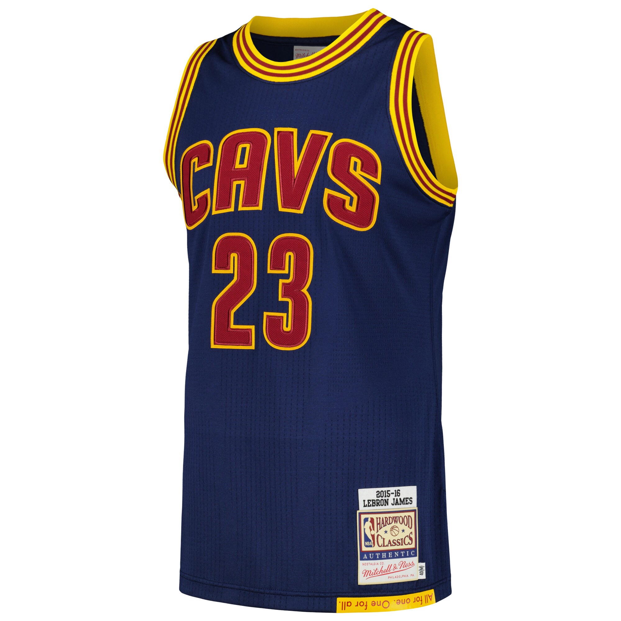 Alternative view of Lebron James Cleveland Cavaliers Mitchell & Ness 2015/16 Hardwood Classics Authentic Basketball Jersey - Navy