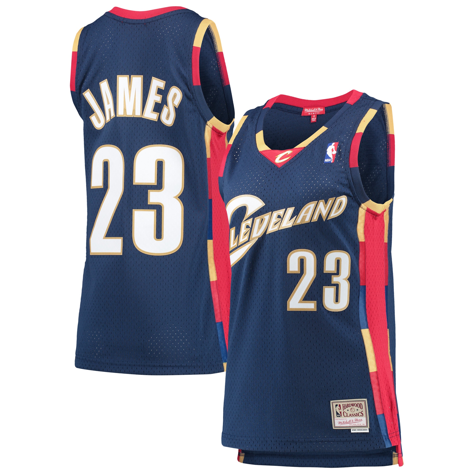 Lebron James Cleveland Cavaliers Mitchell & Ness Women's Hardwood Classics Swingman Basketball Jersey - Navy