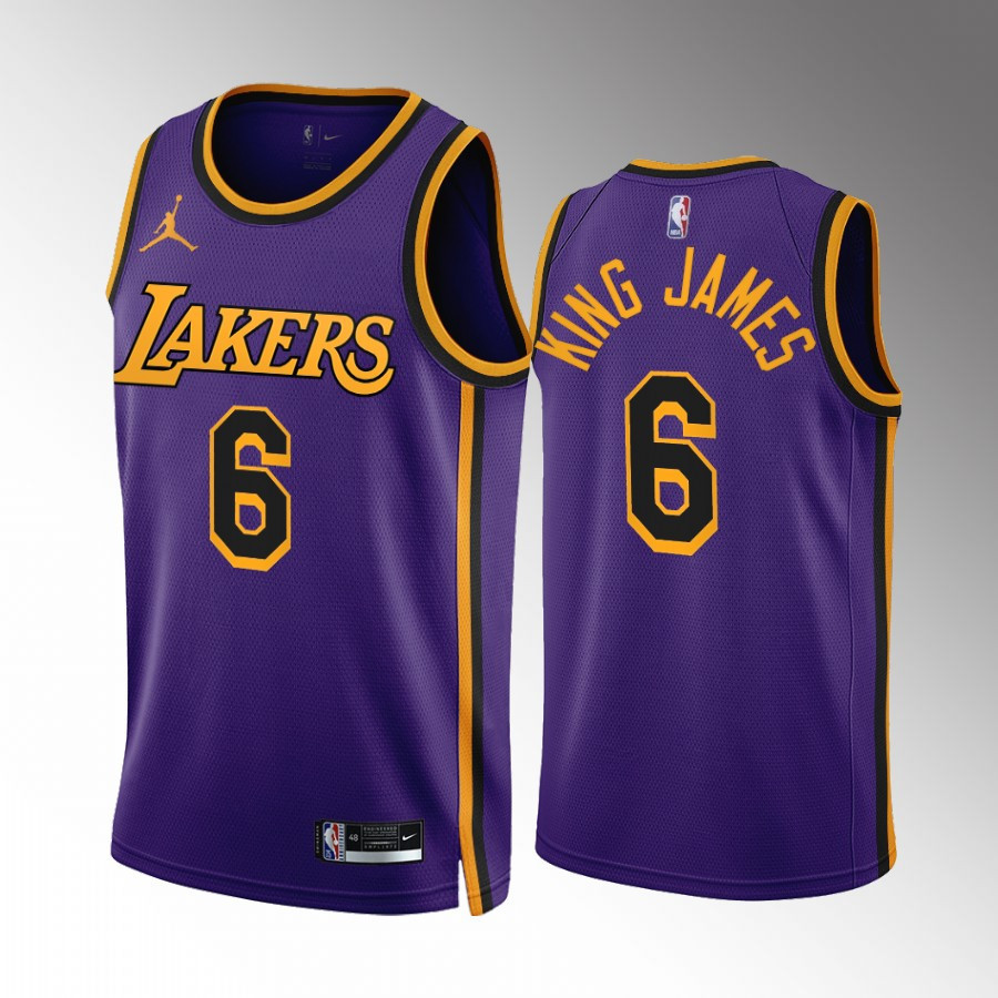 LeBron James King James 6 Los Angeles Lakers Purple Basketball Jersey Statement - JS395 