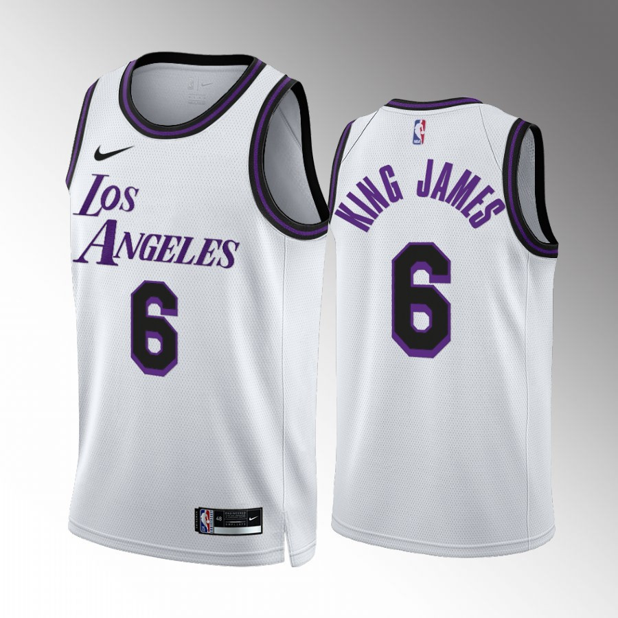 LeBron James King James 6 Los Angeles Lakers White Basketball Jersey City - JS588 