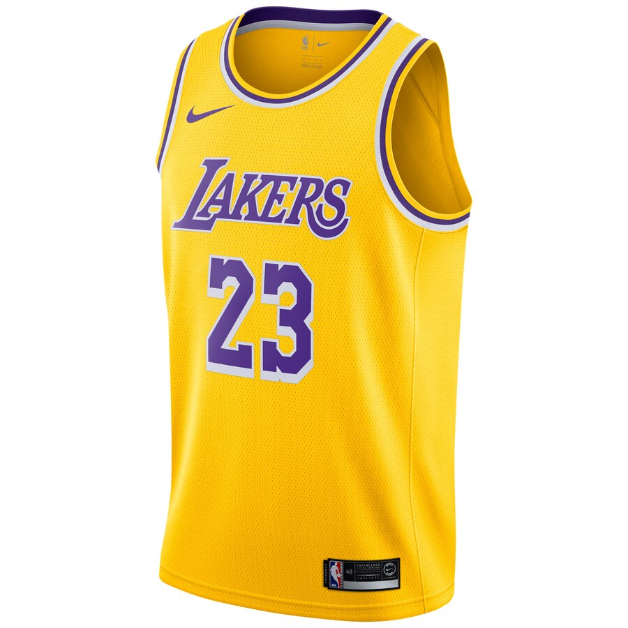 Alternative view of Lebron James Los Angeles Lakers 2018/19 Swingman Basketball Jersey Gold - Icon Edition