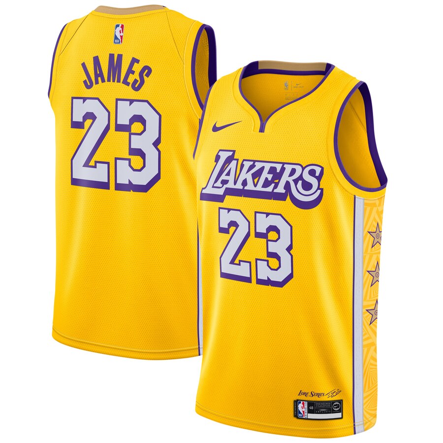 Lebron James Los Angeles Lakers 2019/20 Finished Swingman Basketball Jersey Yellow - City Edition