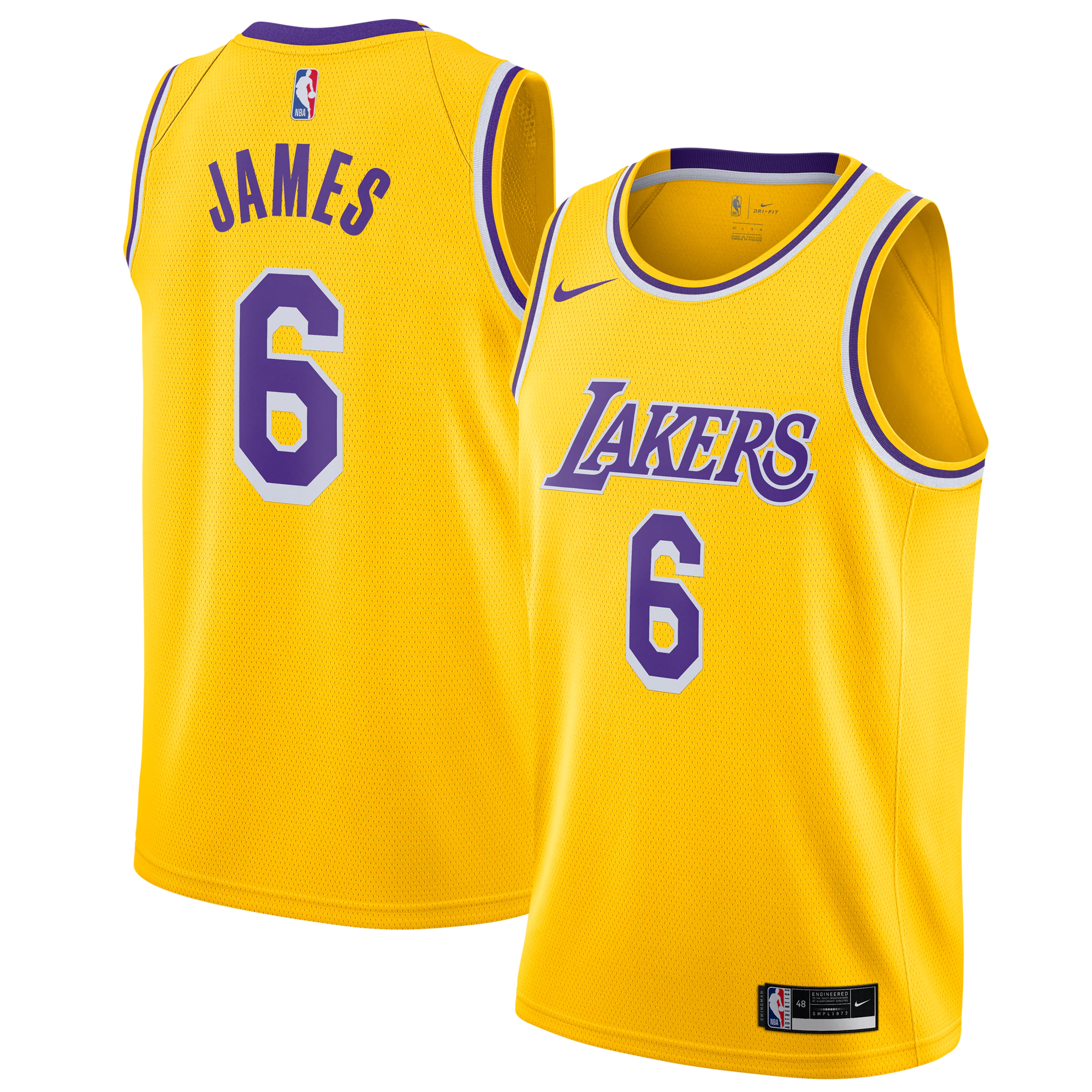 Lebron James Los Angeles Lakers 2021/22 #6 Swingman Player Basketball Jersey - Gold - Icon Edition