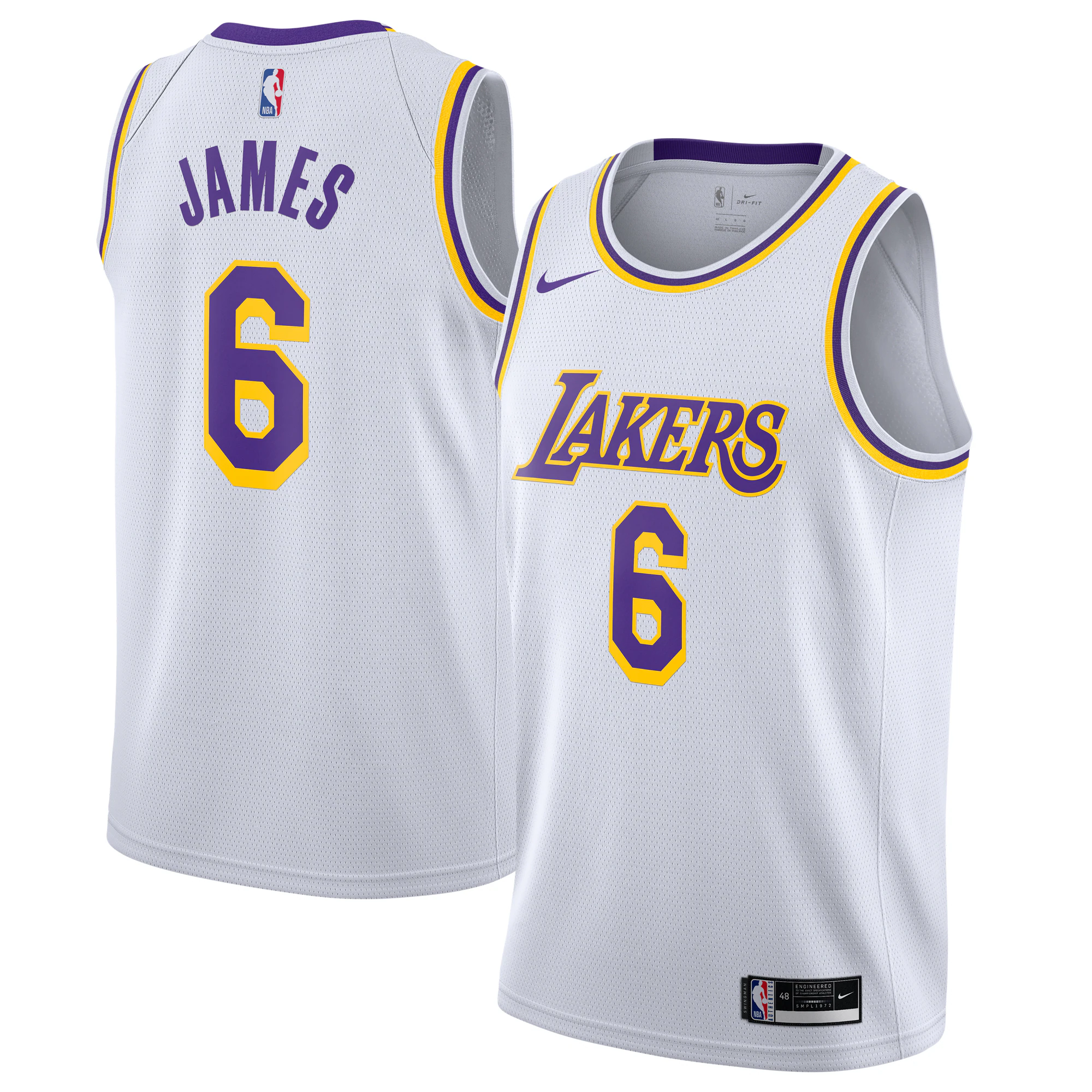 Alternative view of Lebron James Los Angeles Lakers 2021/22 #6 Swingman Player Basketball Jersey White - Association Edition