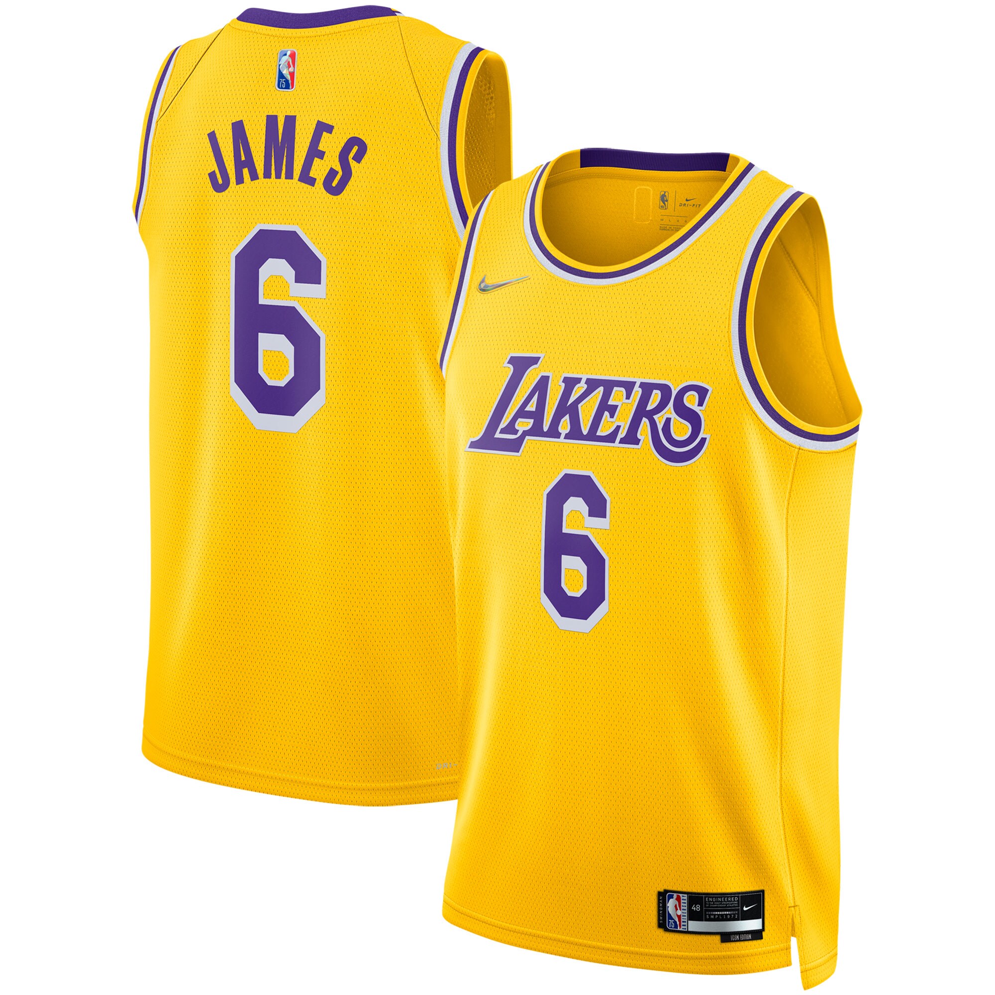 Alternative view of Lebron James Los Angeles Lakers 2021/22 Diamond Swingman Basketball Jersey - Icon Edition - Gold