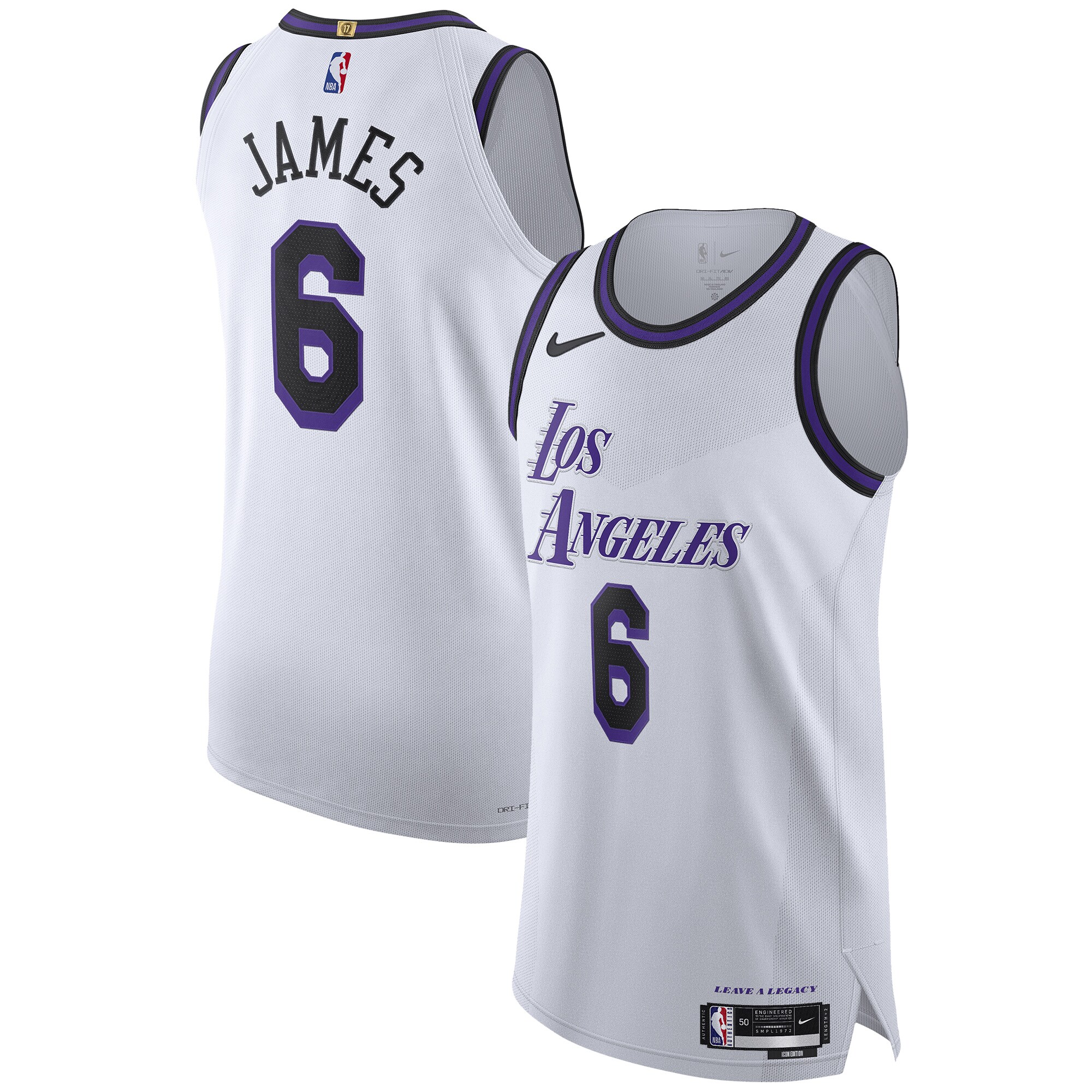 Alternative view of Lebron James Los Angeles Lakers 2022/23 Authentic Basketball Jersey - City Edition - White
