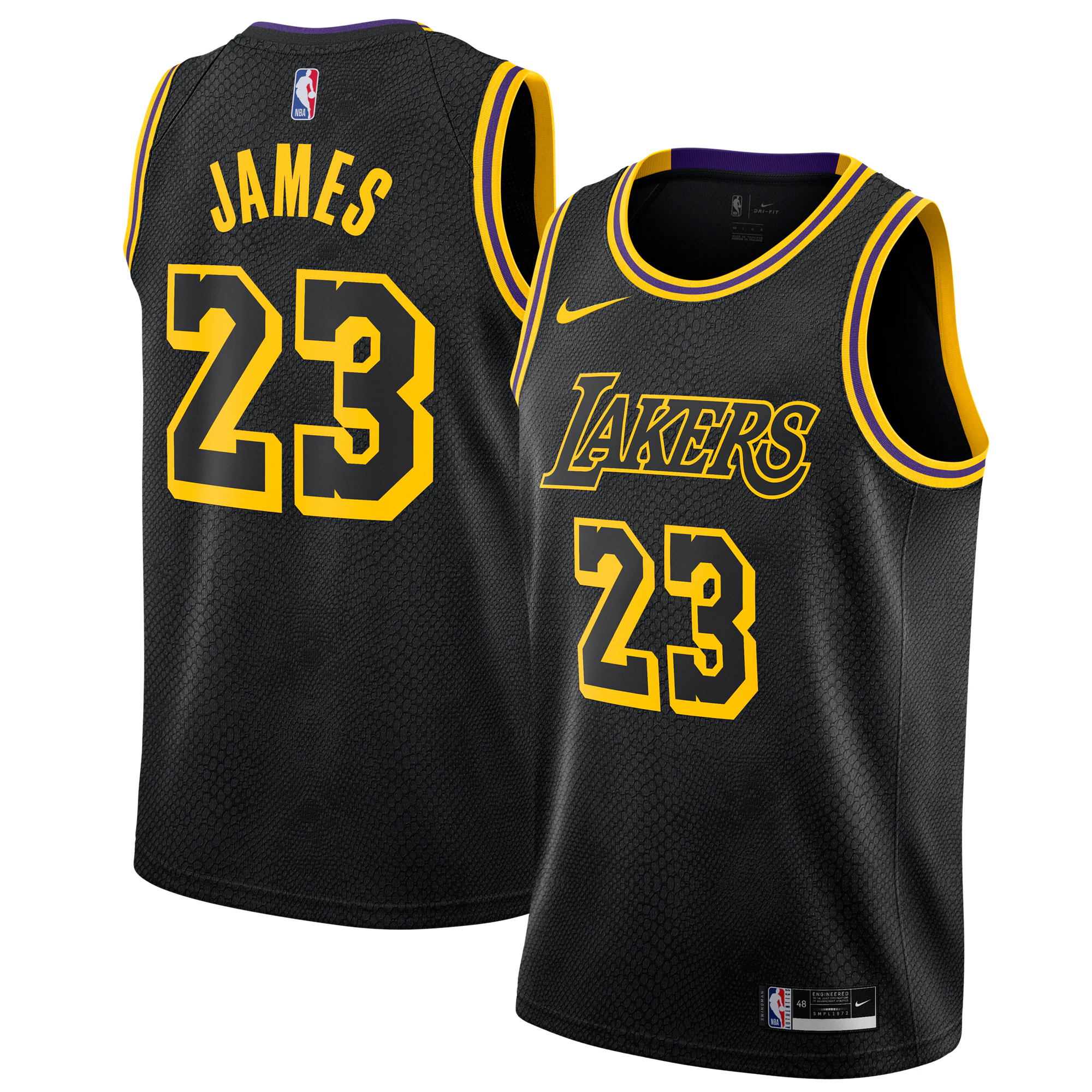 Alternative view of Lebron James Los Angeles Lakers City Edition Swingman Basketball Jersey - Black