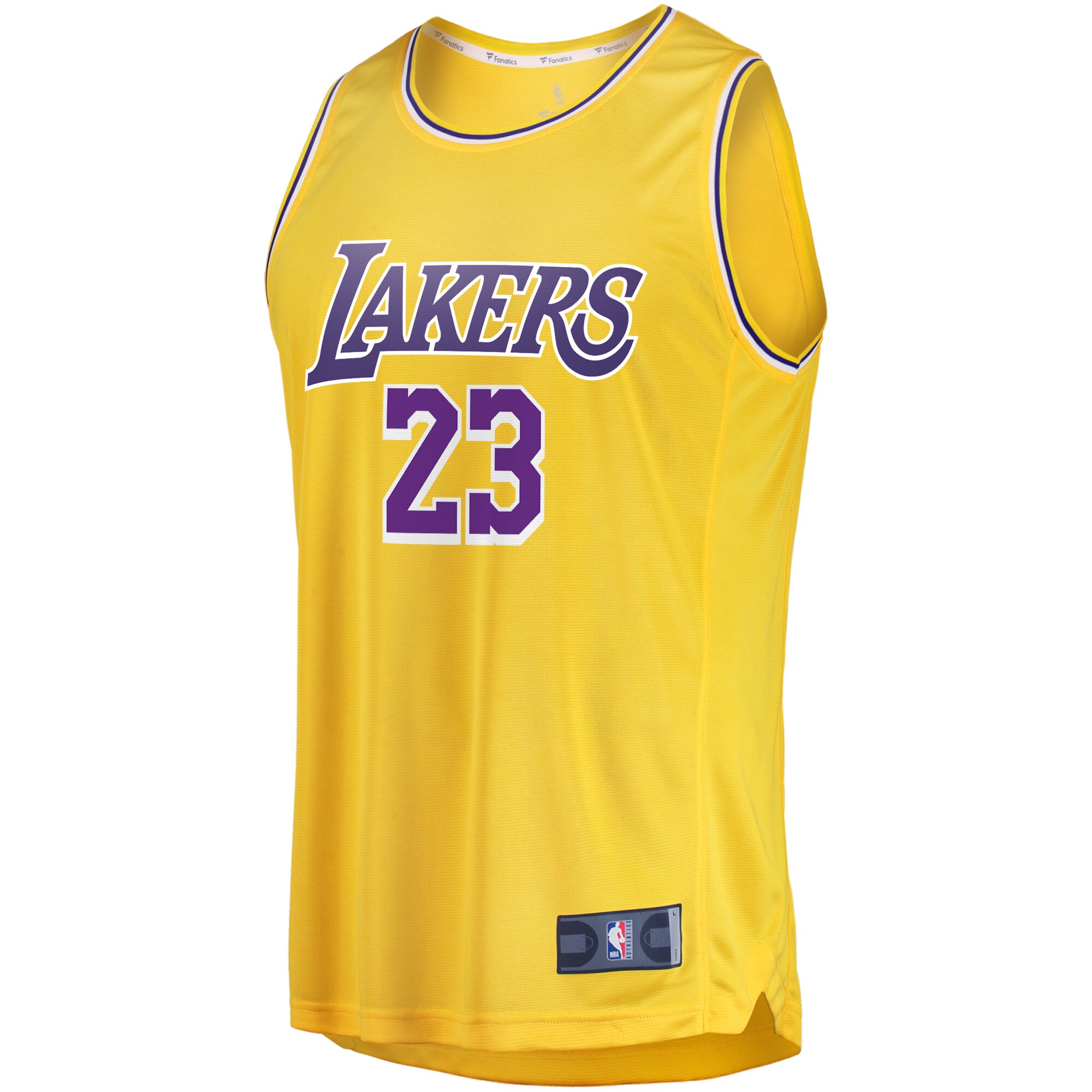 Alternative view of Lebron James Los Angeles Lakers Fanatics 2019/20 Fast Break Replica Basketball Jersey Gold - Icon Edition