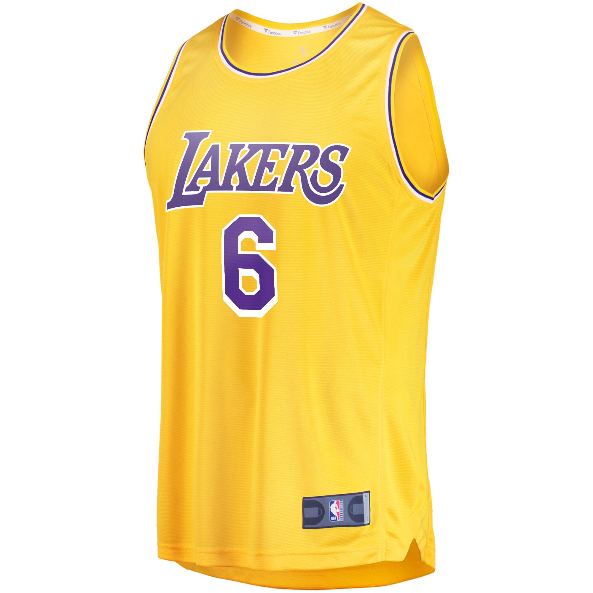 Alternative view of Lebron James Los Angeles Lakers Fanatics 2021/22 Fast Break Replica Basketball Jersey - Icon Edition - Gold