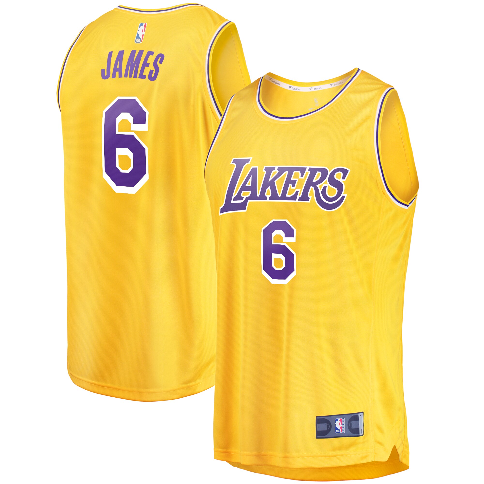Lebron James Los Angeles Lakers Fanatics #6 Fast Break Replica Player Basketball Jersey Gold - Icon Edition