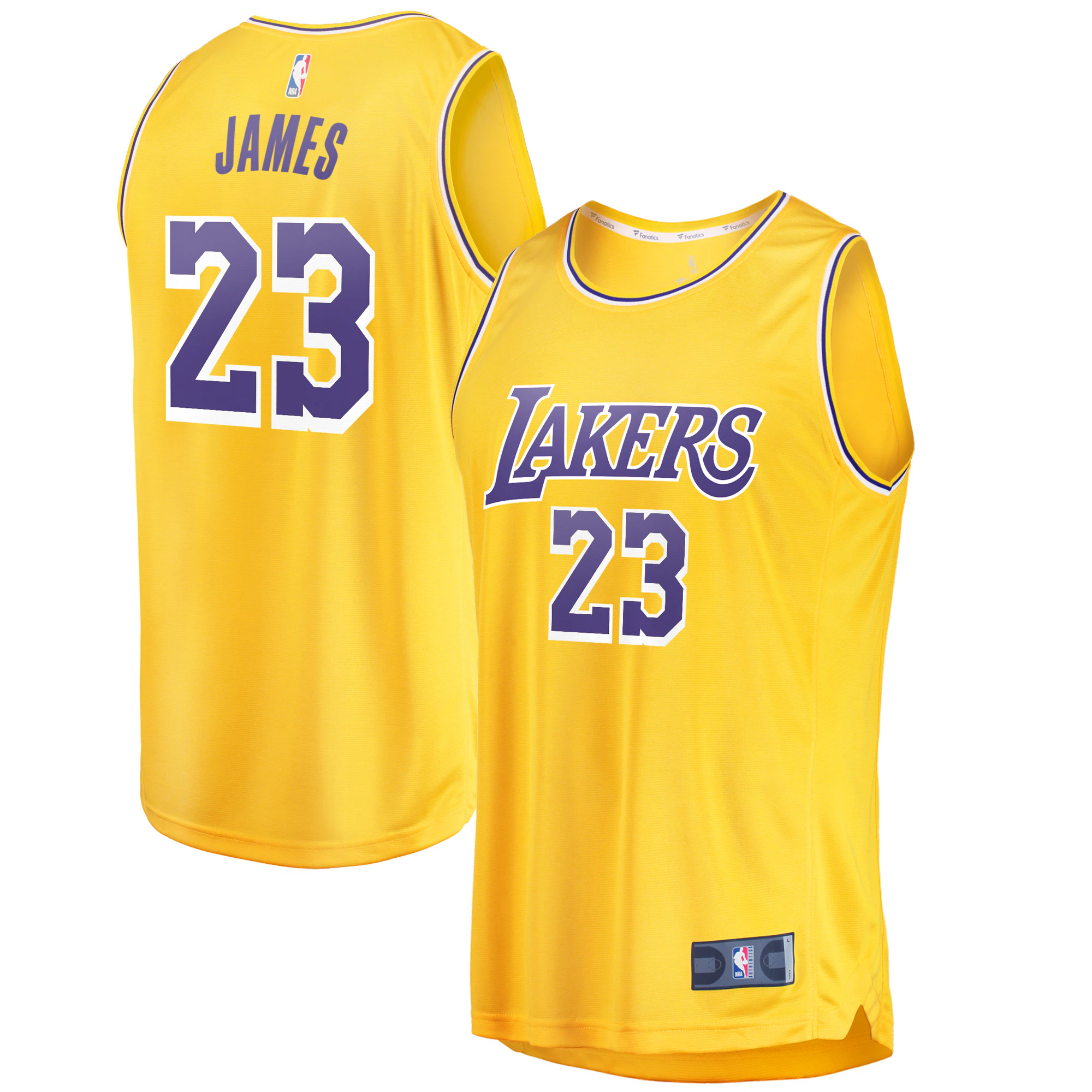 Alternative view of Lebron James Los Angeles Lakers Fanatics Branded Fast Break Replica Player Basketball Jersey Gold - Icon Edition