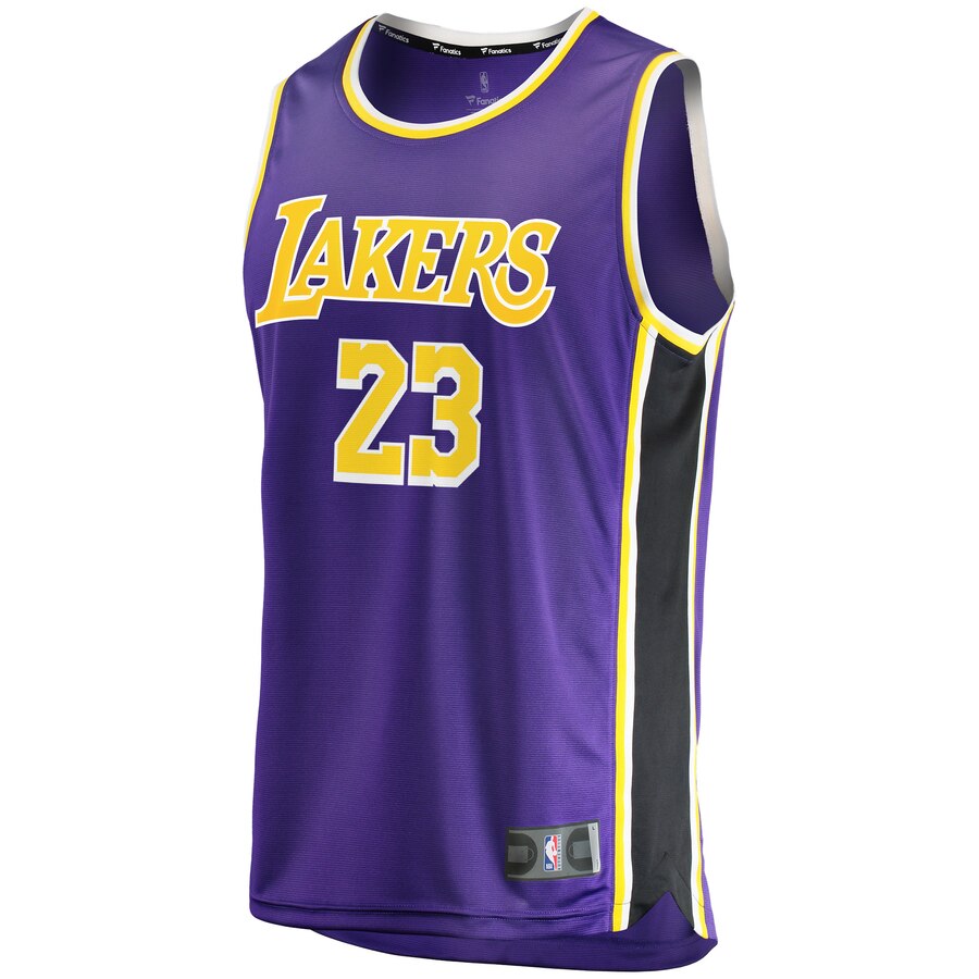 Alternative view of Lebron James Los Angeles Lakers Fanatics Branded Youth 2018/19 Fast Break Replica Basketball Jersey Purple - Statement Edition