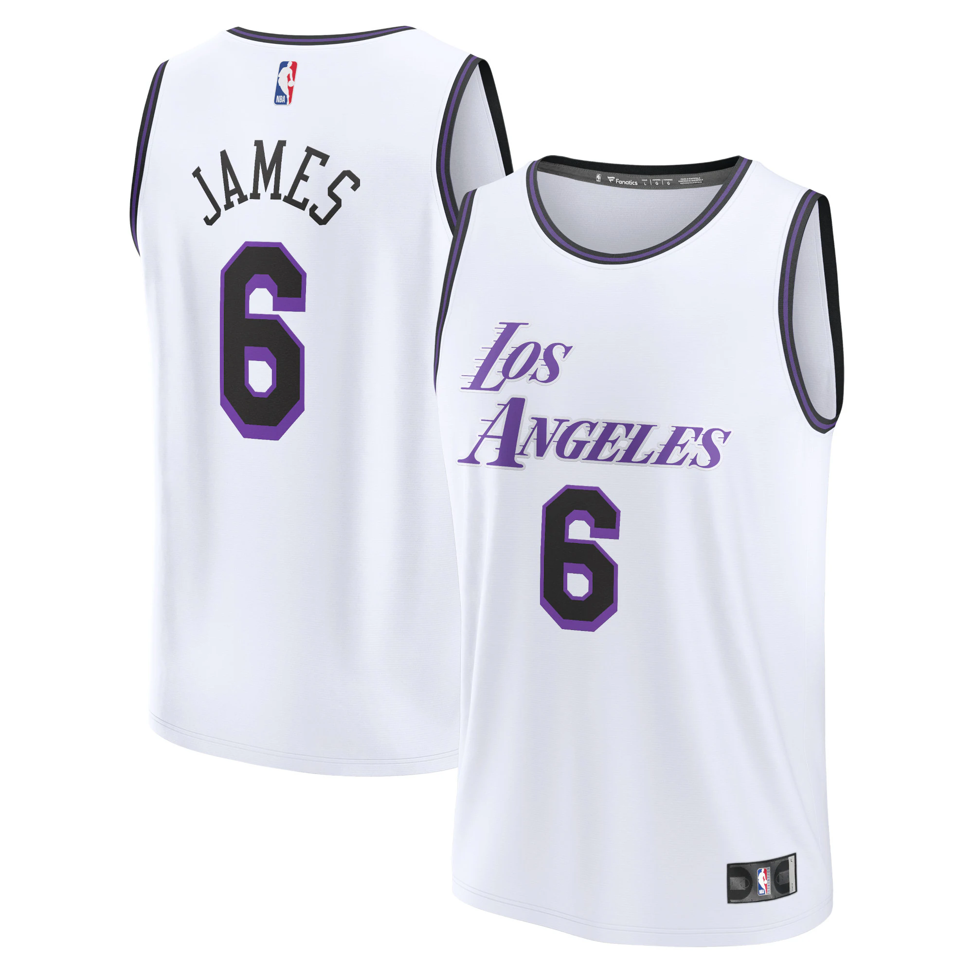 Alternative view of Lebron James Los Angeles Lakers Fanatics Branded Youth 2022/23 Fastbreak Basketball Jersey - City Edition - White