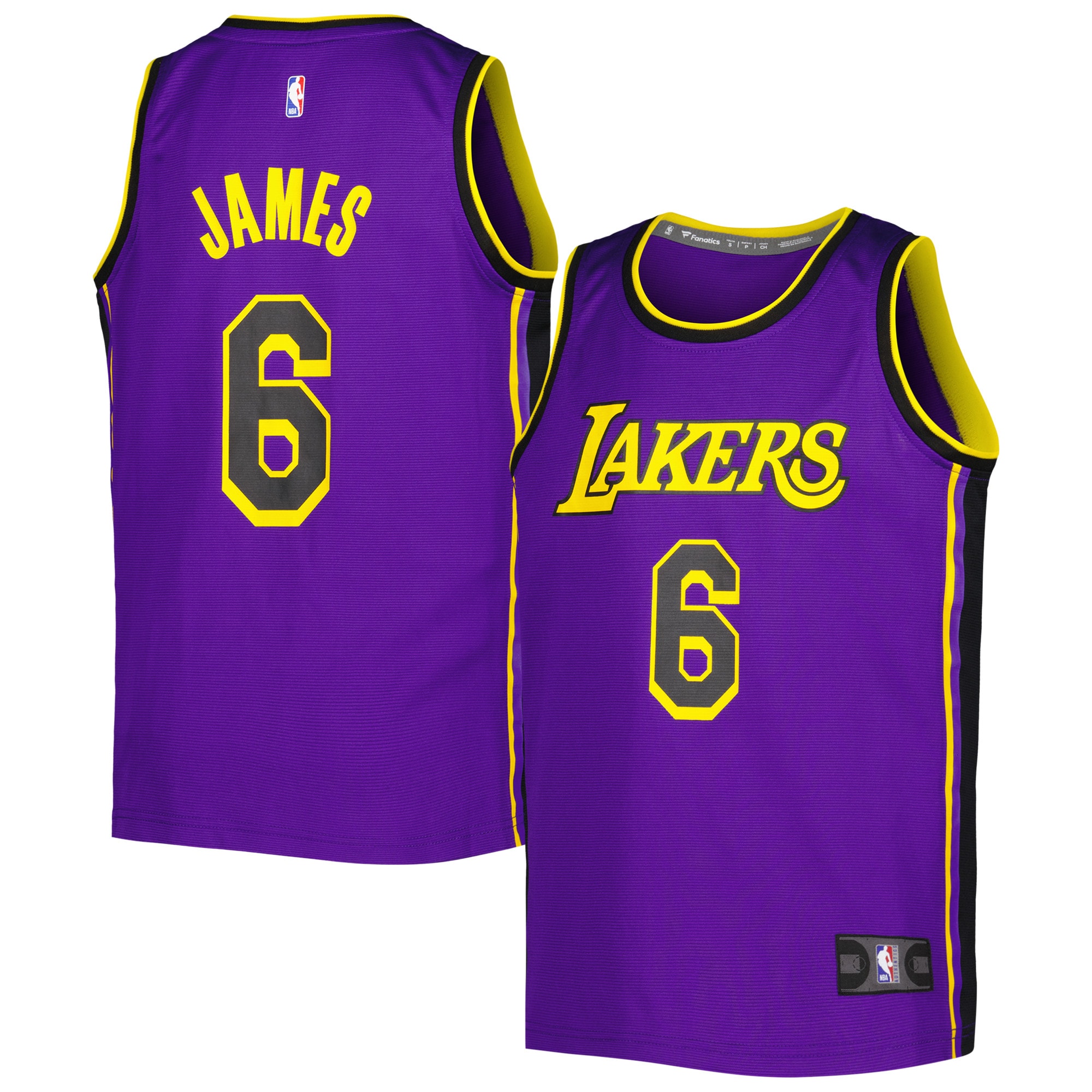 Alternative view of Lebron James Los Angeles Lakers Fanatics Branded Youth Fast Break Player Basketball Jersey - Statement Edition - Purple