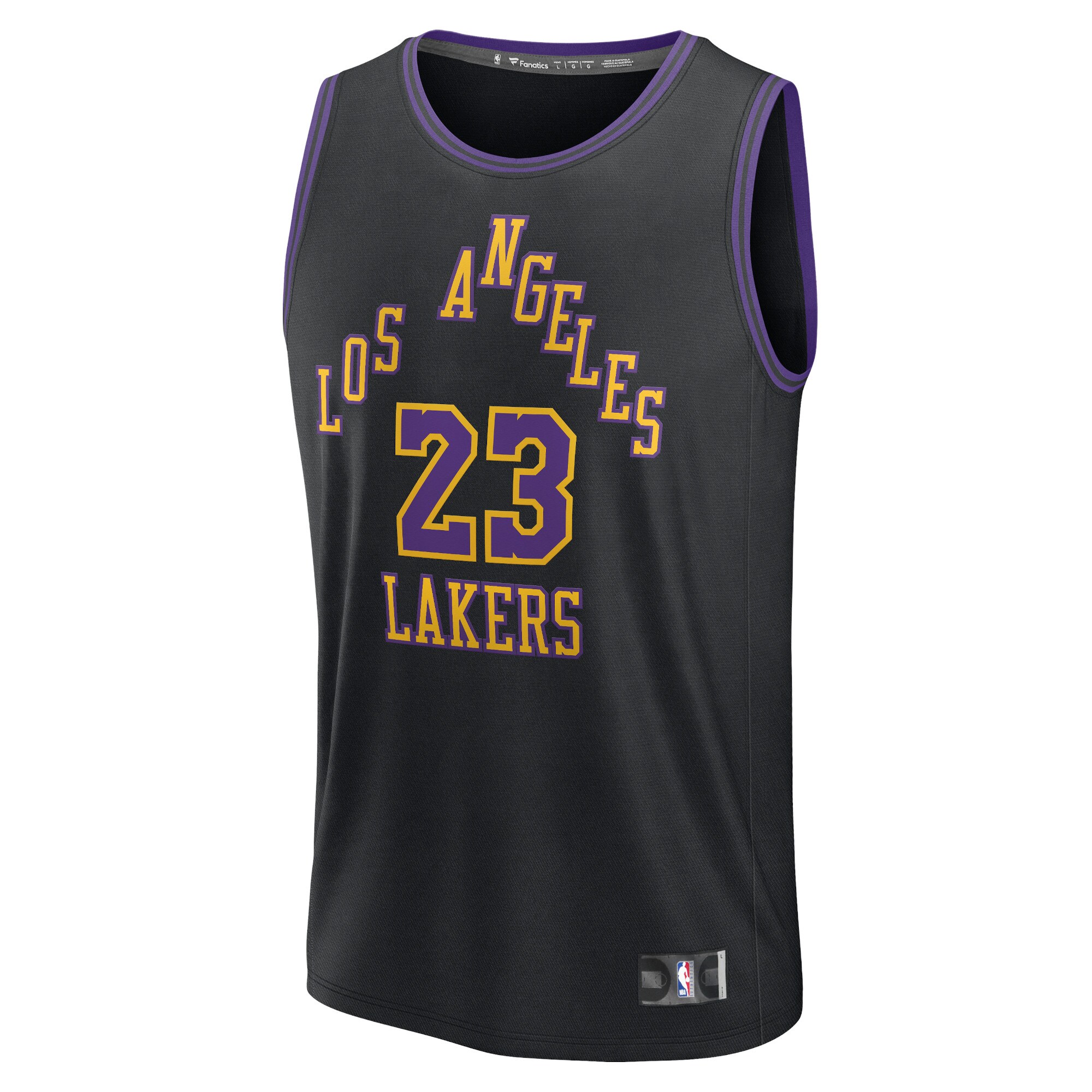 Alternative view of Lebron James Los Angeles Lakers Fanatics Fast Break Basketball Jersey - Black - City Edition
