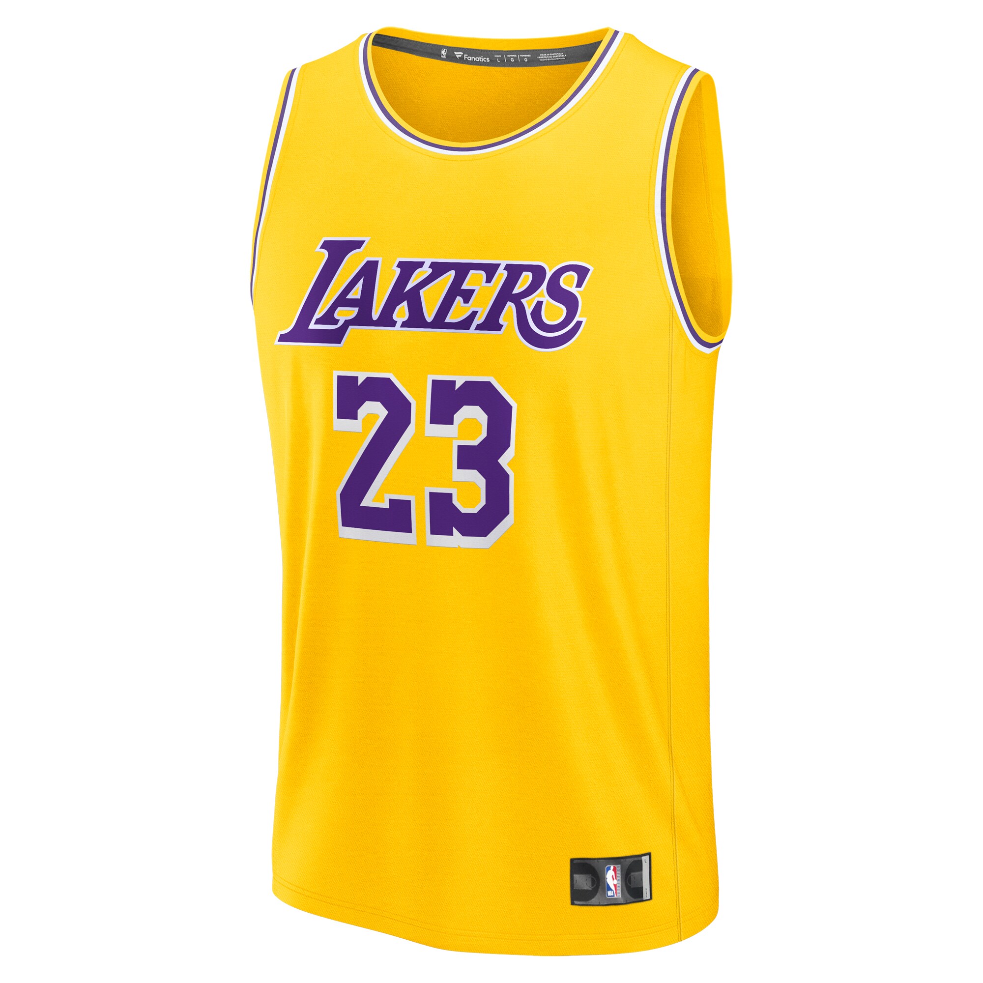 Alternative view of Lebron James Los Angeles Lakers Fanatics Fast Break Replica Basketball Jersey - Icon Edition - Gold