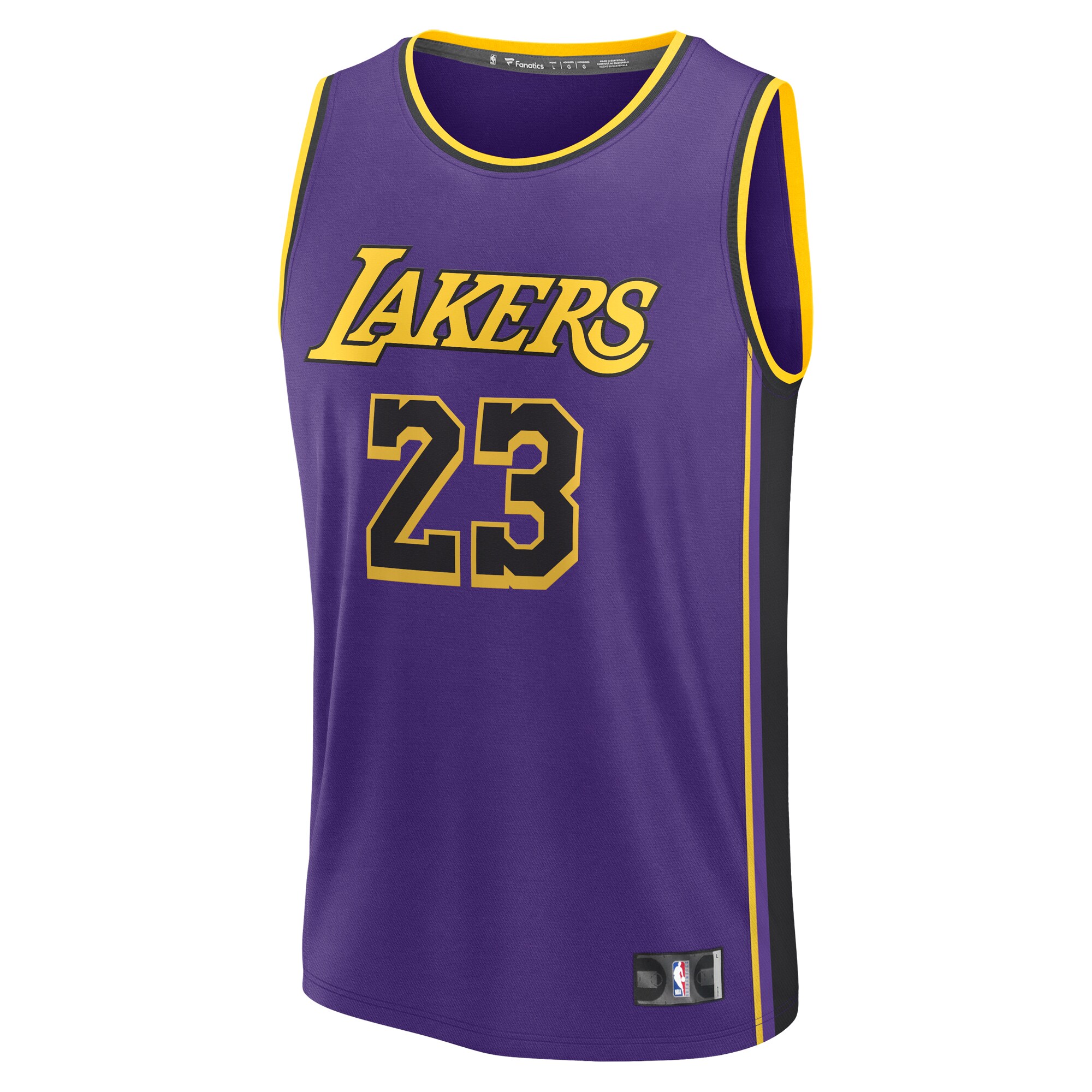 Alternative view of Lebron James Los Angeles Lakers Fanatics Fast Break Replica Player Basketball Jersey - Statement Edition - Purple