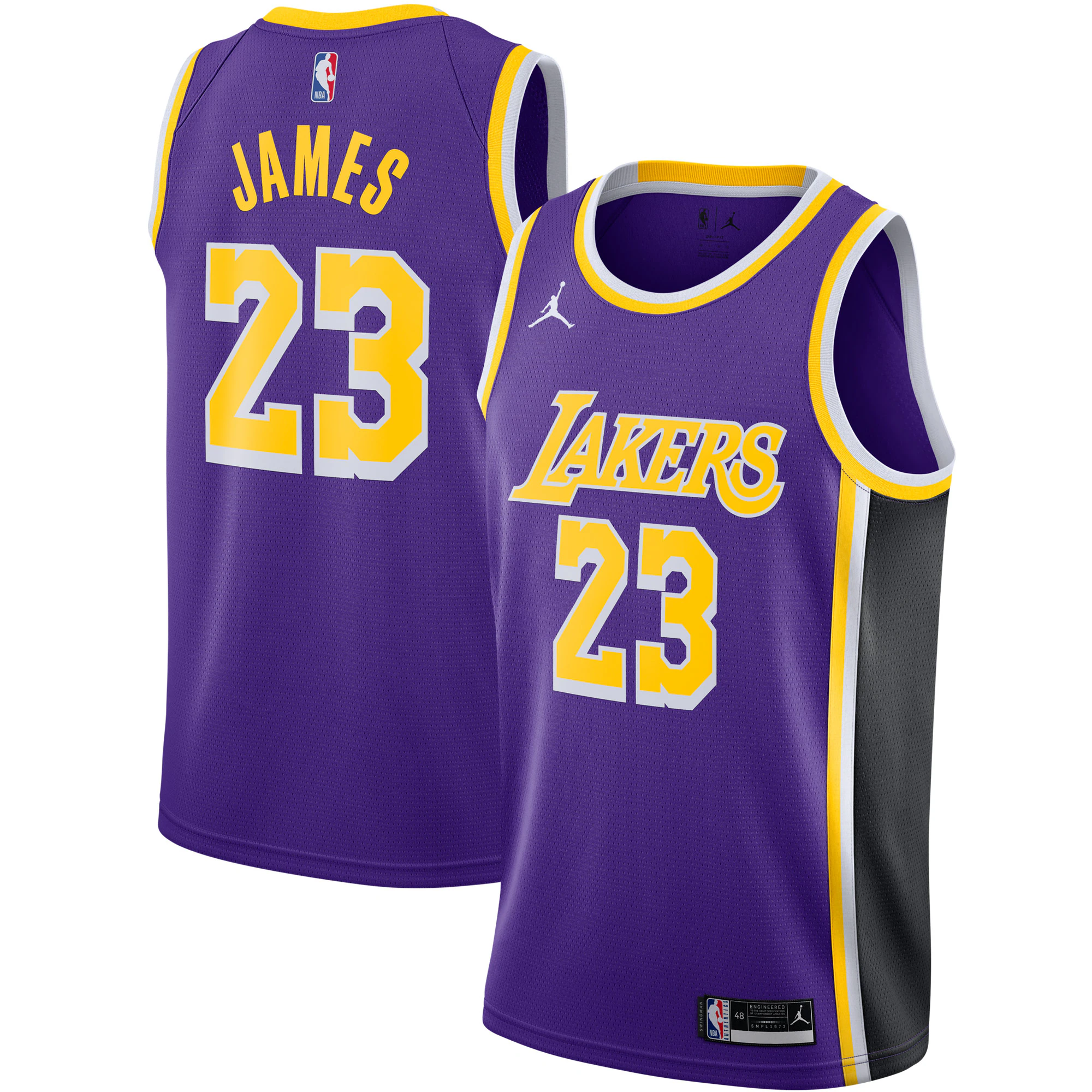 Alternative view of Lebron James Los Angeles Lakers Jordan Brand 2020/21 Swingman Basketball Jersey - Statement Edition - Purple