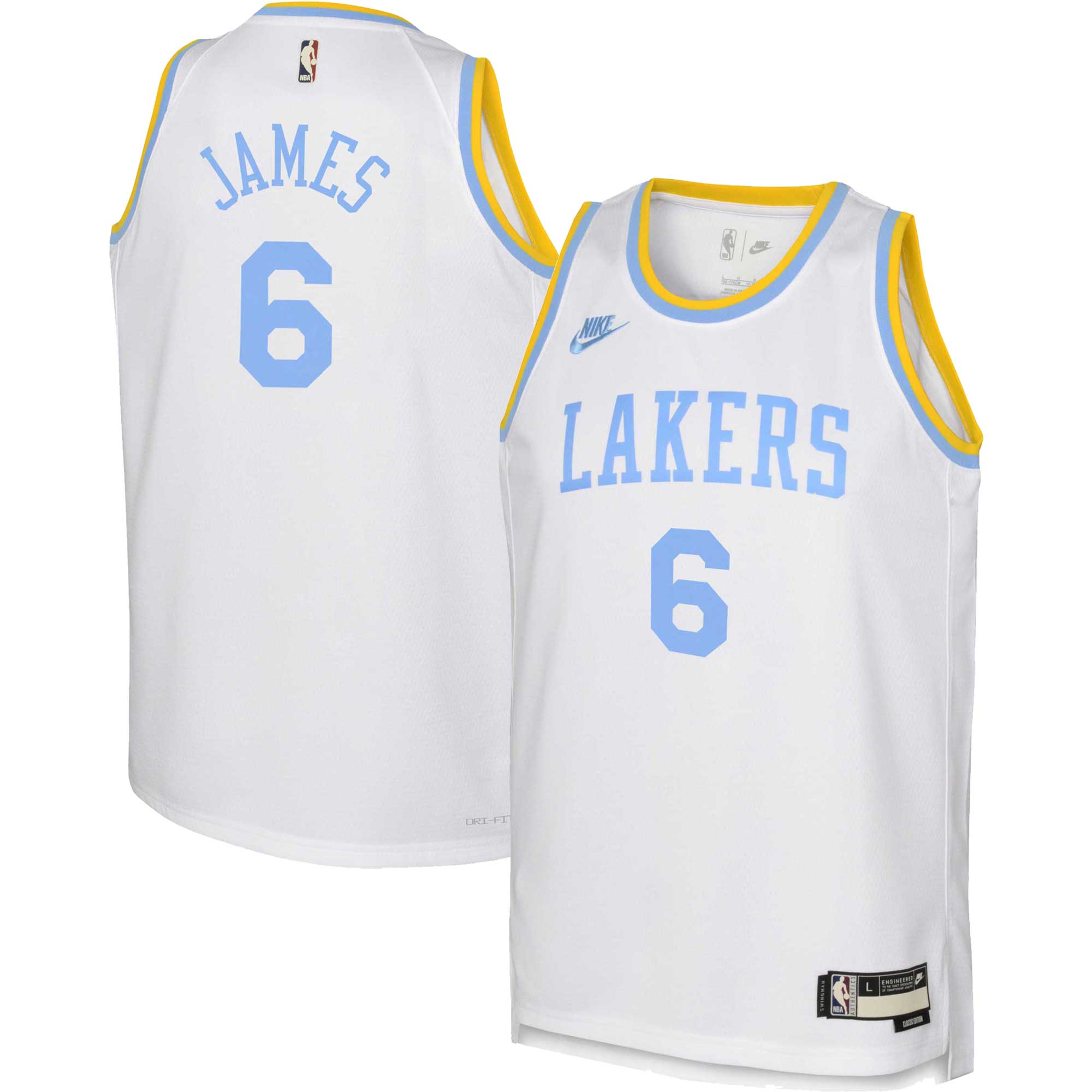 Alternative view of Lebron James Los Angeles Lakers Youth 2022/23 Swingman Basketball Jersey White - Classic Edition