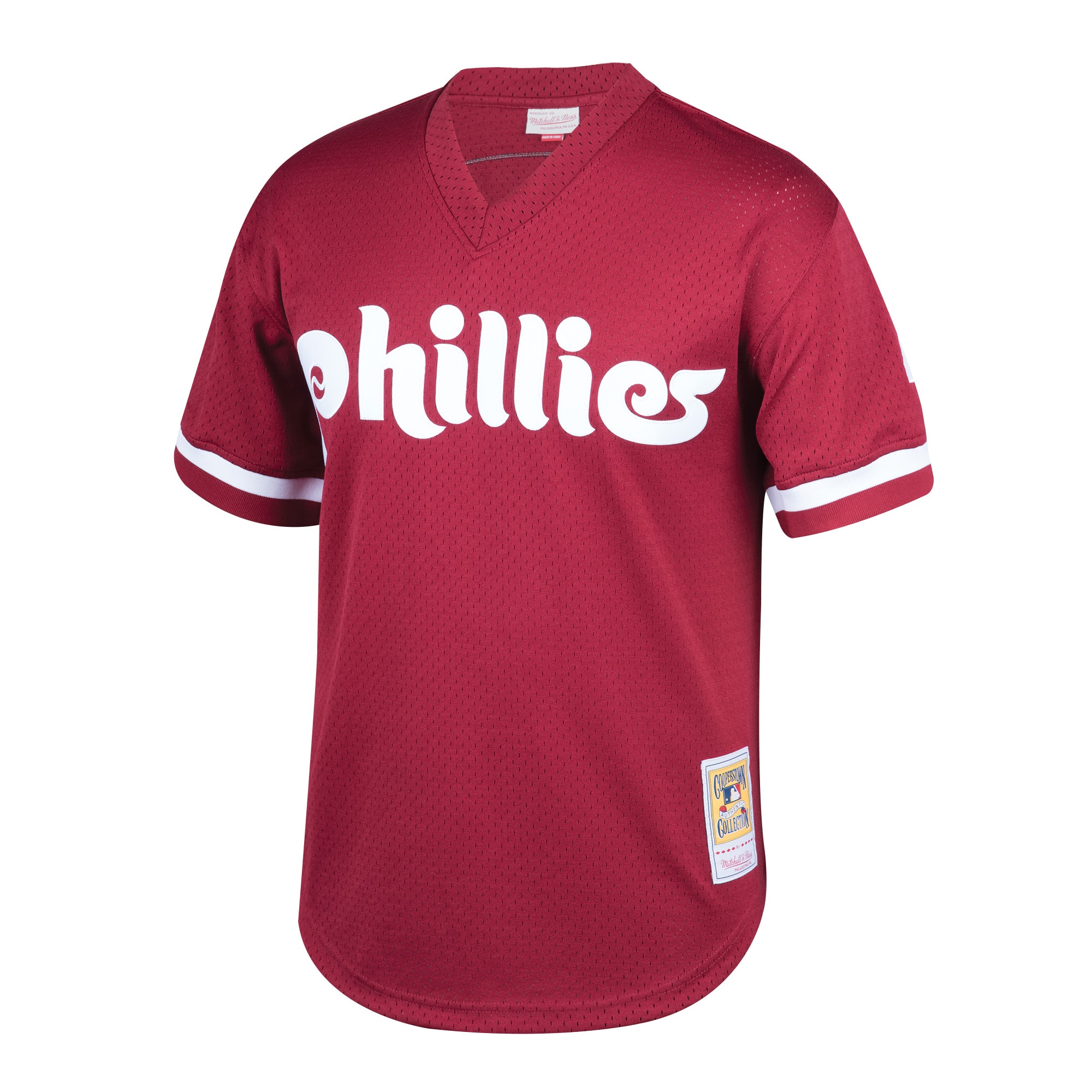 Alternative view of Lenny Dykstra Philadelphia Phillies Mitchell & Ness Youth Cooperstown Collection Mesh Batting Practice Baseball Jersey - Burgundy