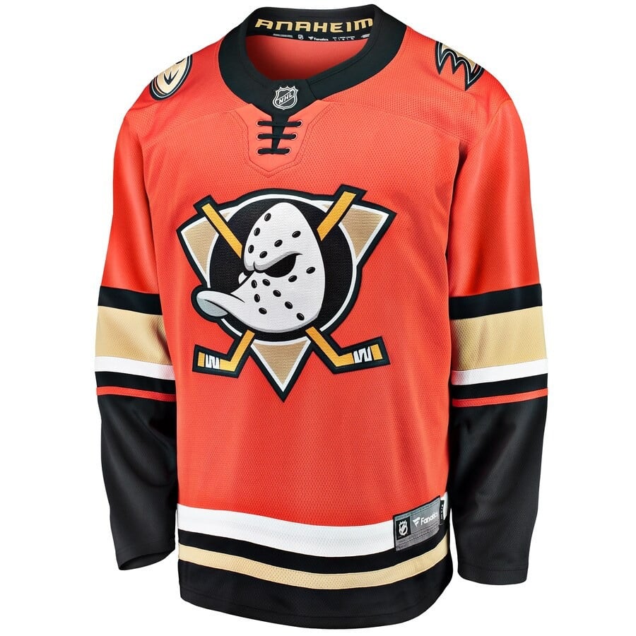 Alternative view of Leo Carlsson #91 Anaheim Ducks 2023 Draft Home Men Jersey - Orange - JS977 