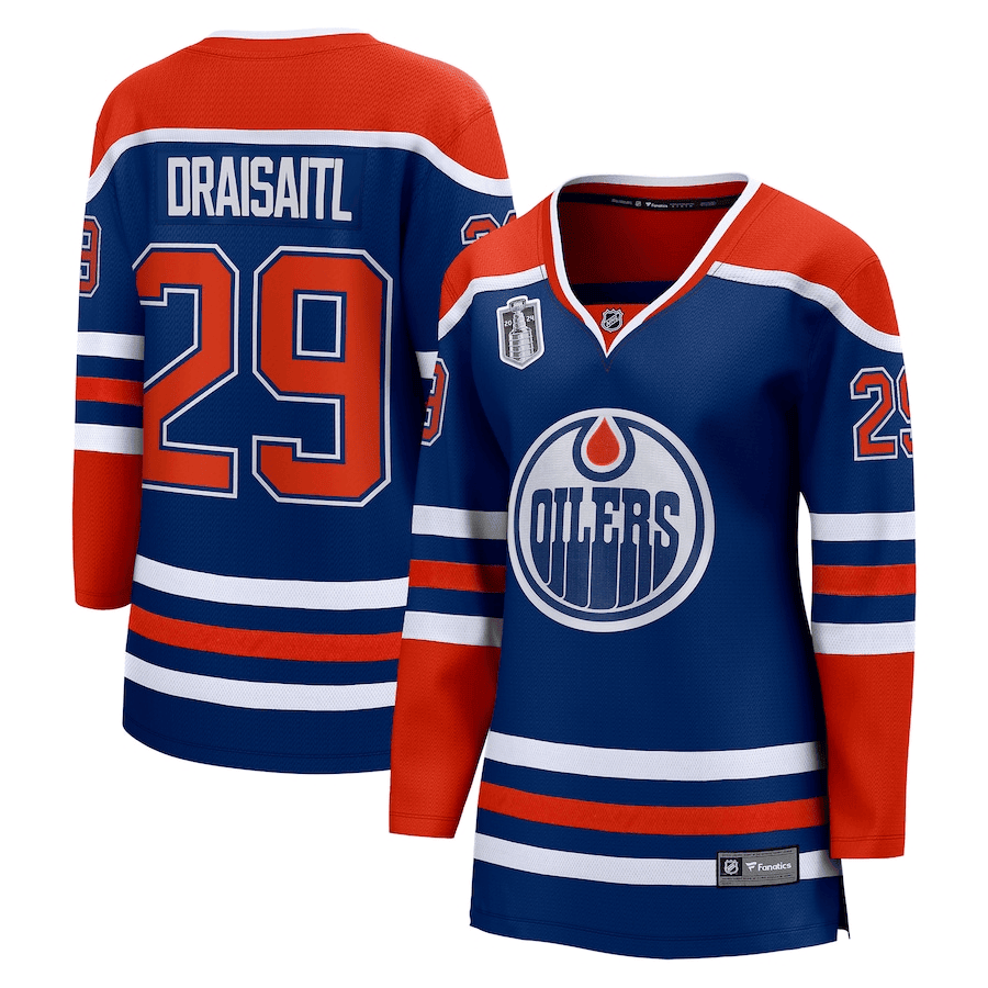 Leon Draisaitl 29 Edmonton Oilers 2024 Stanley Cup Final Home Breakaway Player Hockey Jersey - Royal, Women - JS573 