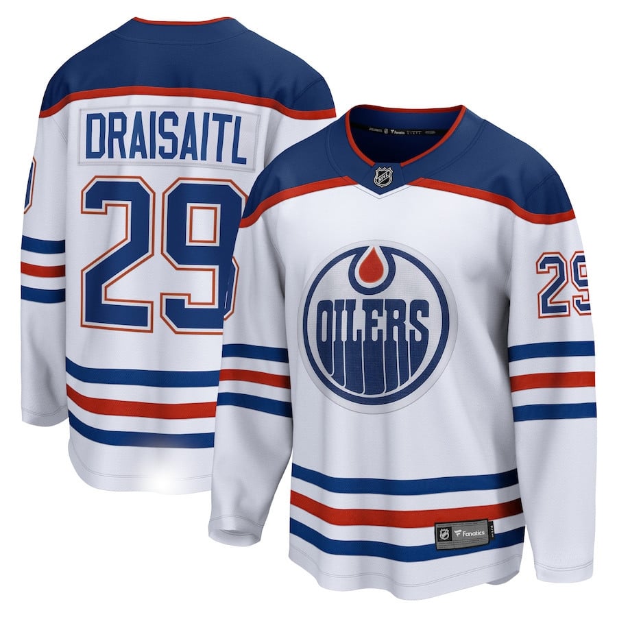 Leon Draisaitl 29 Edmonton Oilers Away Breakaway Hockey Jersey - Men, White - JS276 