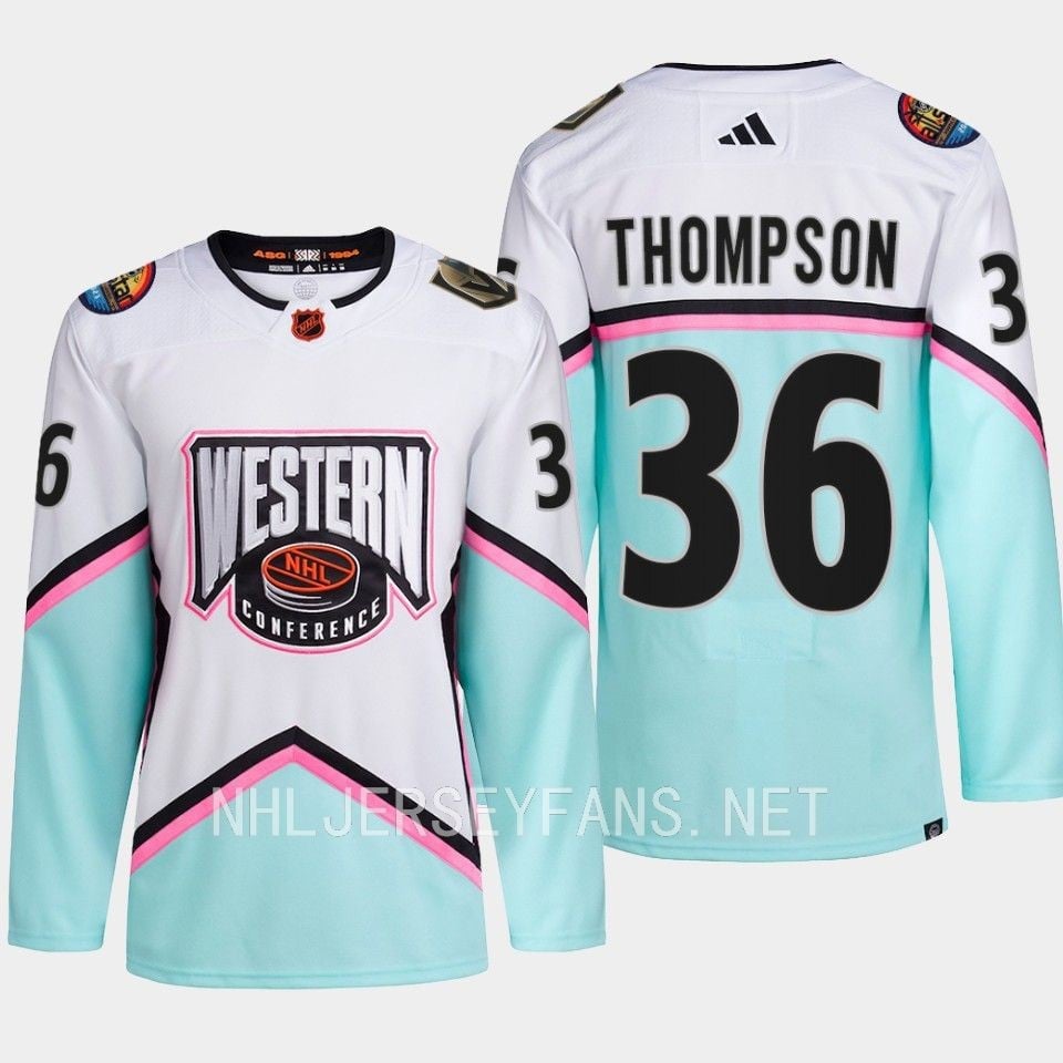 Alternative view of Logan Thompson 36 Vegas Golden Knights 2023 All-Star Game Hockey Jersey White Equipment - JS263 