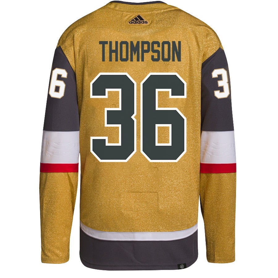 Alternative view of Logan Thompson 36 Vegas Golden Knights Stanley Cup 2023 Champions Patch Home Breakaway Men Hockey Jersey - Gold - JS600 