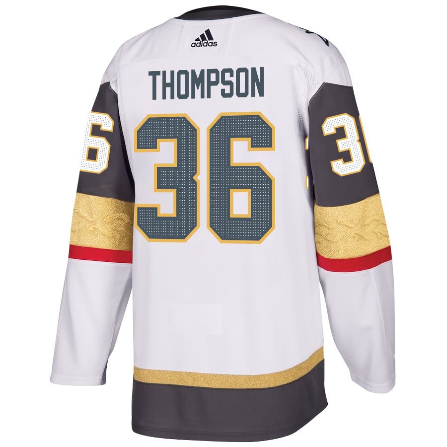 Alternative view of Logan Thompson 36 Vegas Golden Knights Stanley Cup 2023 Final Patch Away Breakaway Men Hockey Jersey - White - JS654 