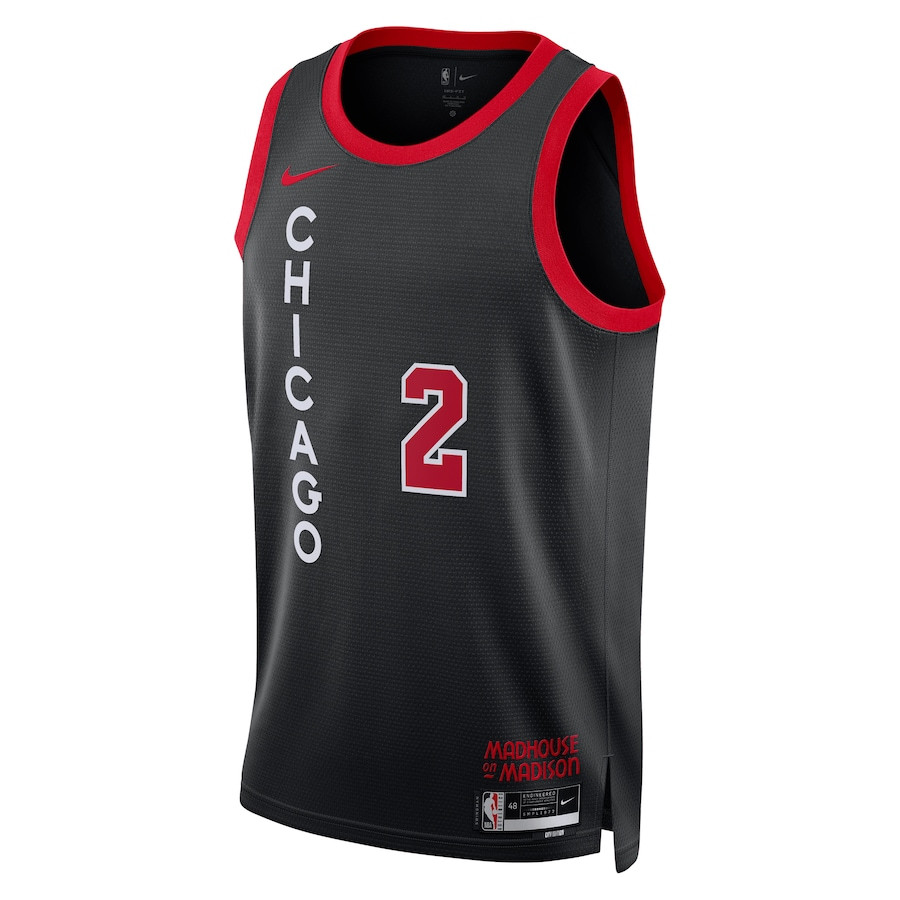 Alternative view of Lonzo Ball 2 Chicago Bulls 2023/24 City Edition Swingman Basketball Jersey - Black - JS769 
