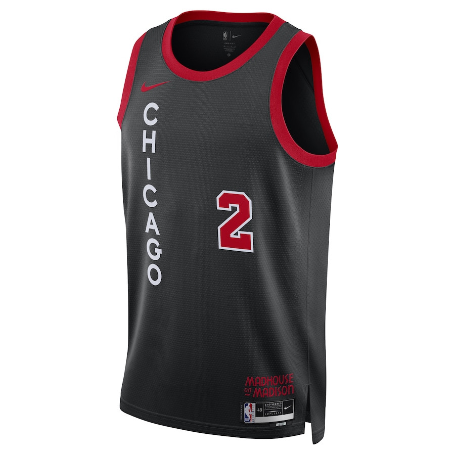 Alternative view of Lonzo Ball 2 Chicago Bulls Chicago Bulls 2023/24 Swingman Basketball Jersey - City Edition - Unisex Black - JS313 