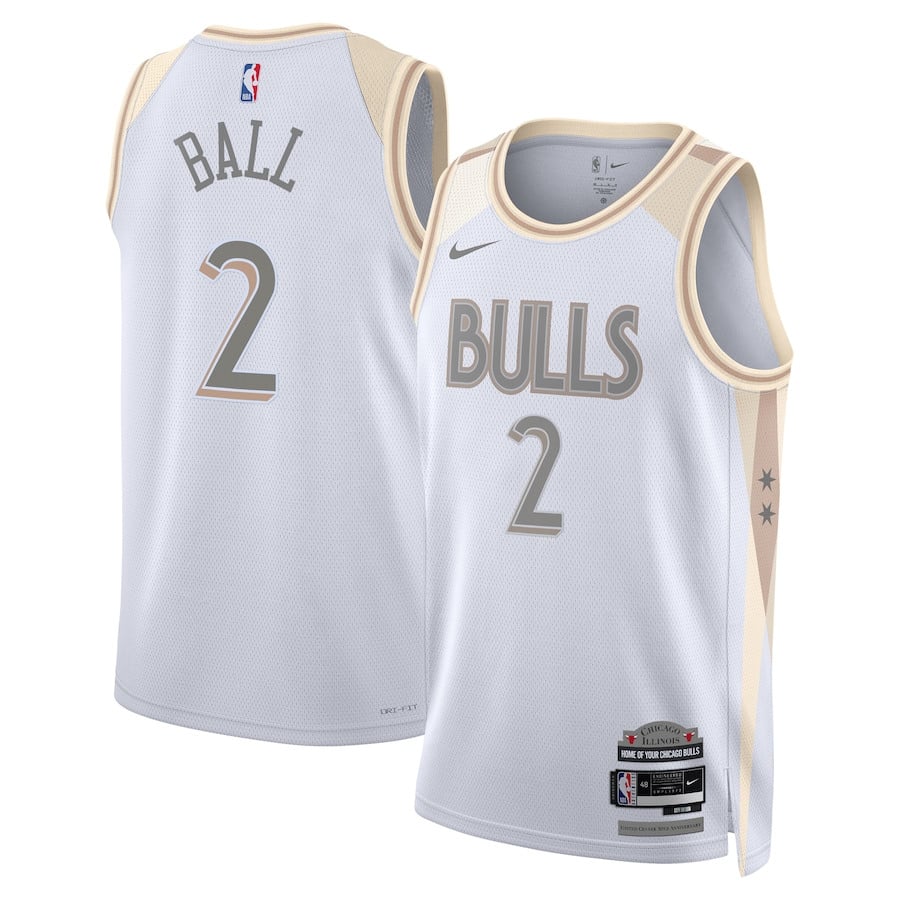 Lonzo Ball 2 Chicago Bulls Unisex 2024/25 Swingman Player Basketball Jersey - City Edition - White - JS305 