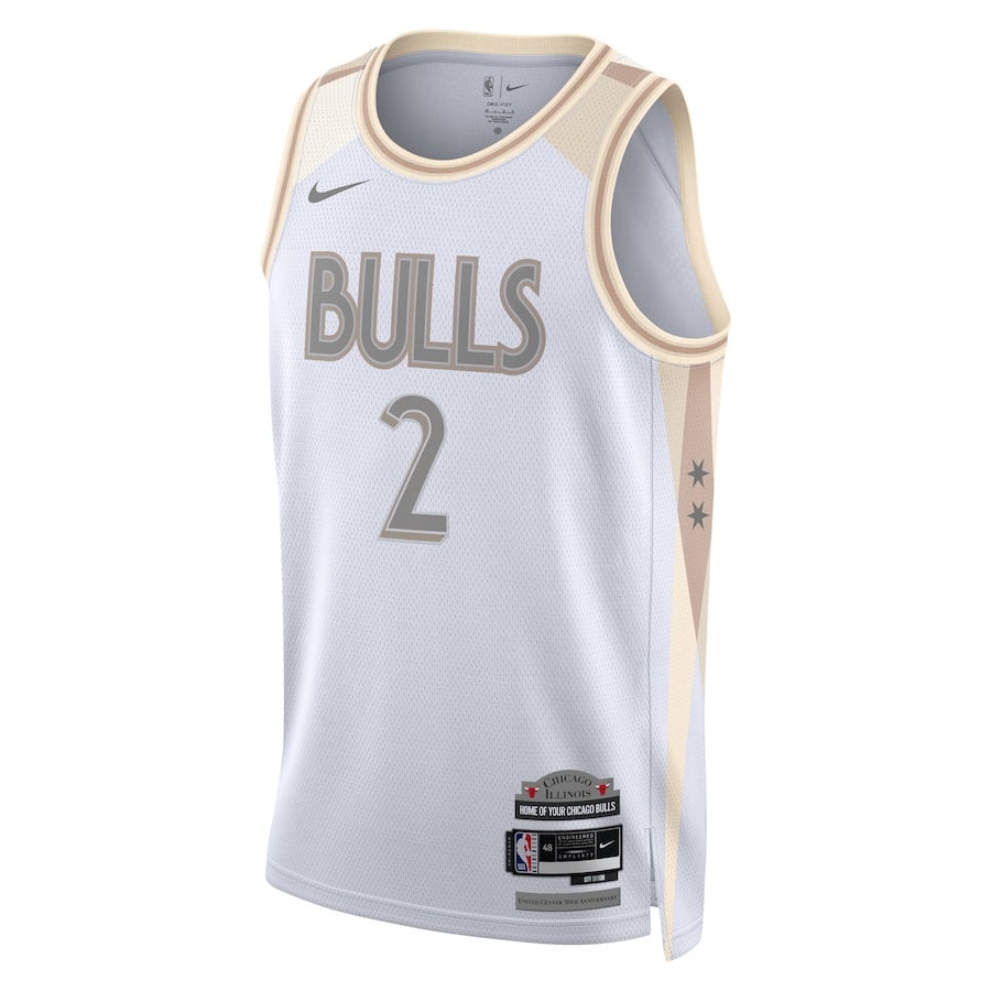 Alternative view of Lonzo Ball 2 Chicago Bulls Unisex 2024/25 Swingman Player Basketball Jersey - City Edition - White - JS305 